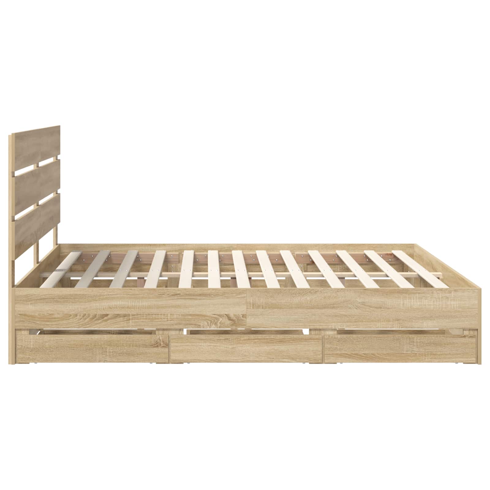 Bedframe met lade Sonoma Eiken 200 x 200 cm Ingenieurshout is nu te koop bij PeponiXL, paradijselijk wonen!