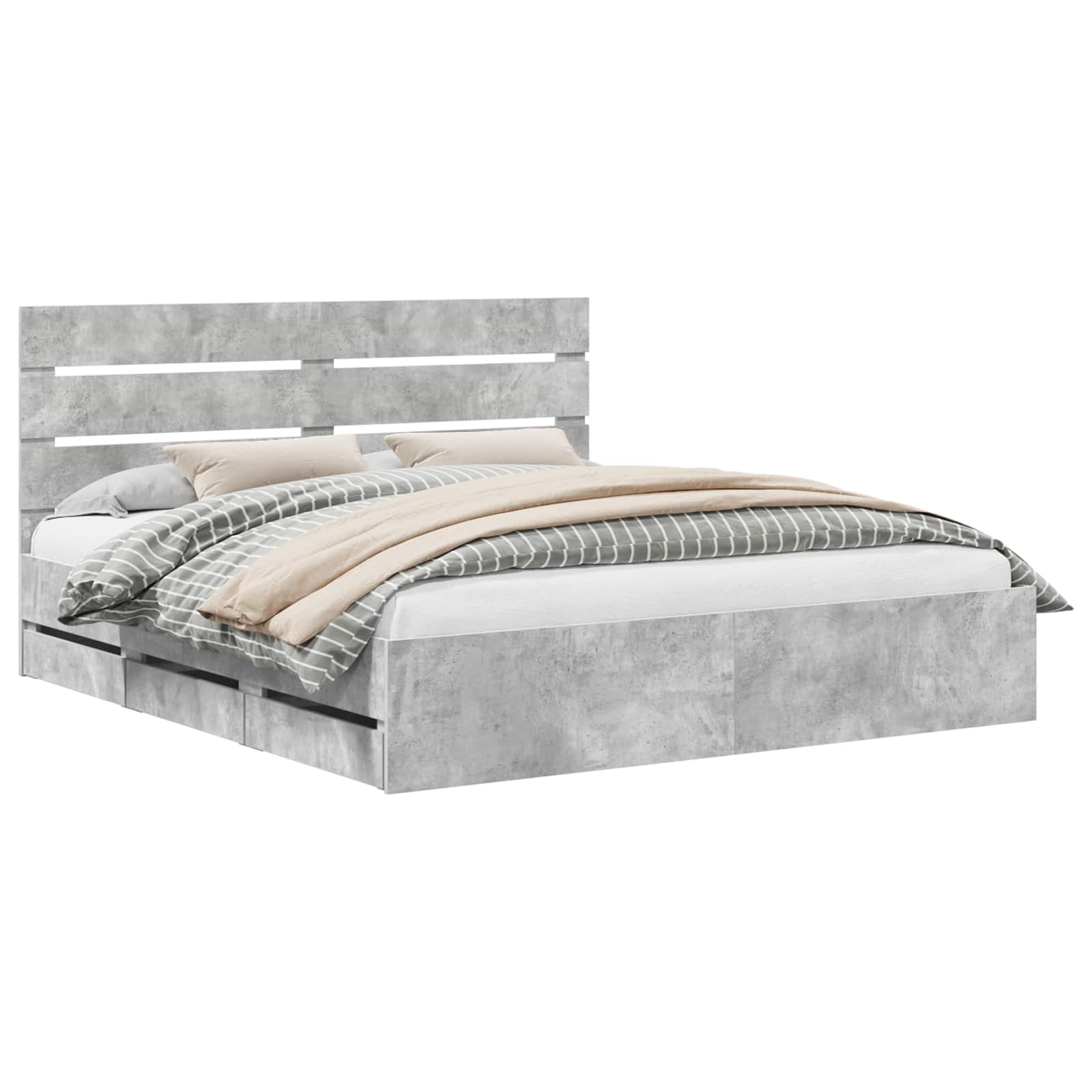 Bedframe met lade Beton Grijs 200 x 200 cm Ingenieurshout is nu te koop bij PeponiXL, paradijselijk wonen!