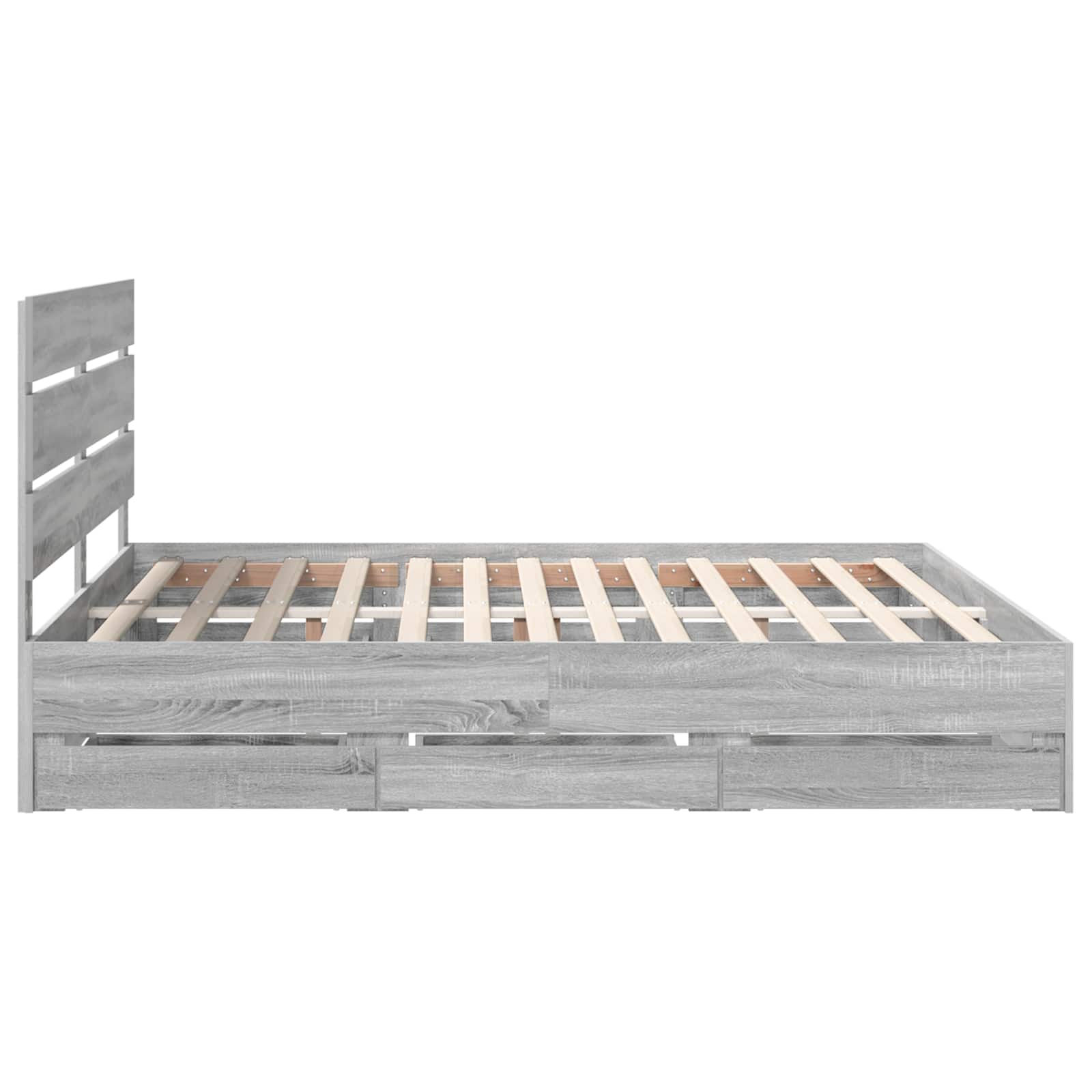 Bedframe met lade Grijs Sonoma 200 x 200 cm Ingenieurshout is nu te koop bij PeponiXL, paradijselijk wonen!
