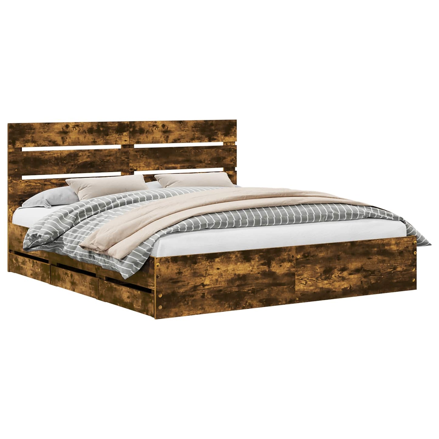 Bedframe met lade Gerookt eiken 180 x 200 cm Ingenieurshout is nu te koop bij PeponiXL, paradijselijk wonen!