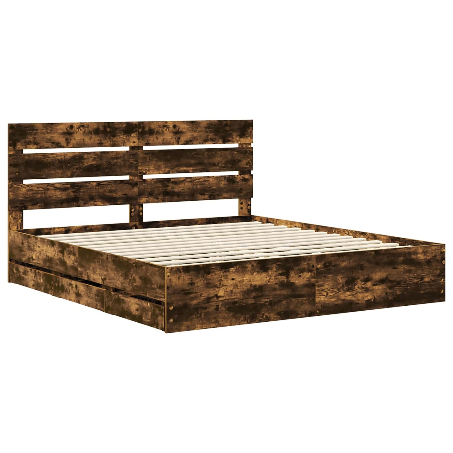 Bedframe met lade Gerookt eiken 180 x 200 cm Ingenieurshout is nu te koop bij PeponiXL, paradijselijk wonen!
