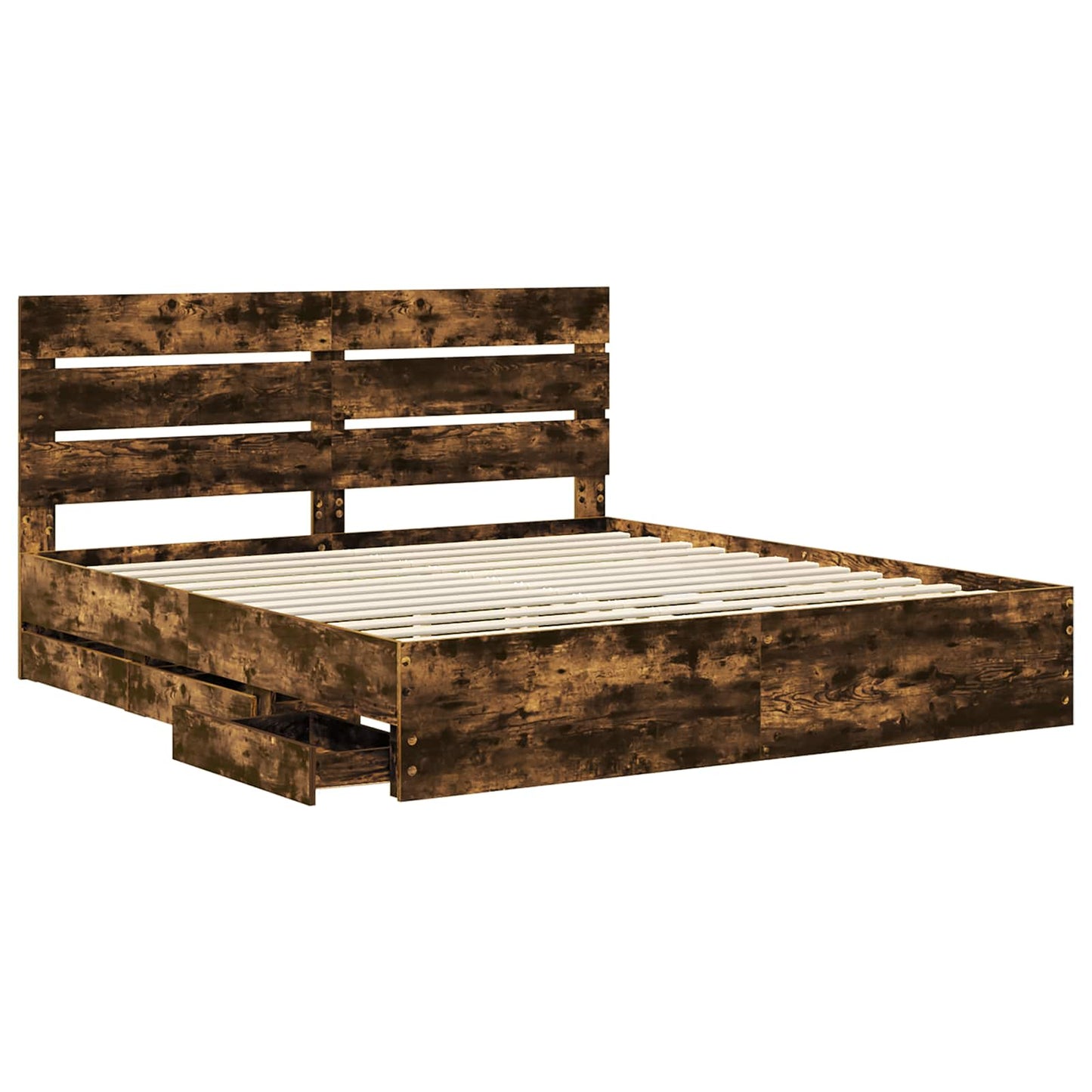 Bedframe met lade Gerookt eiken 180 x 200 cm Ingenieurshout is nu te koop bij PeponiXL, paradijselijk wonen!