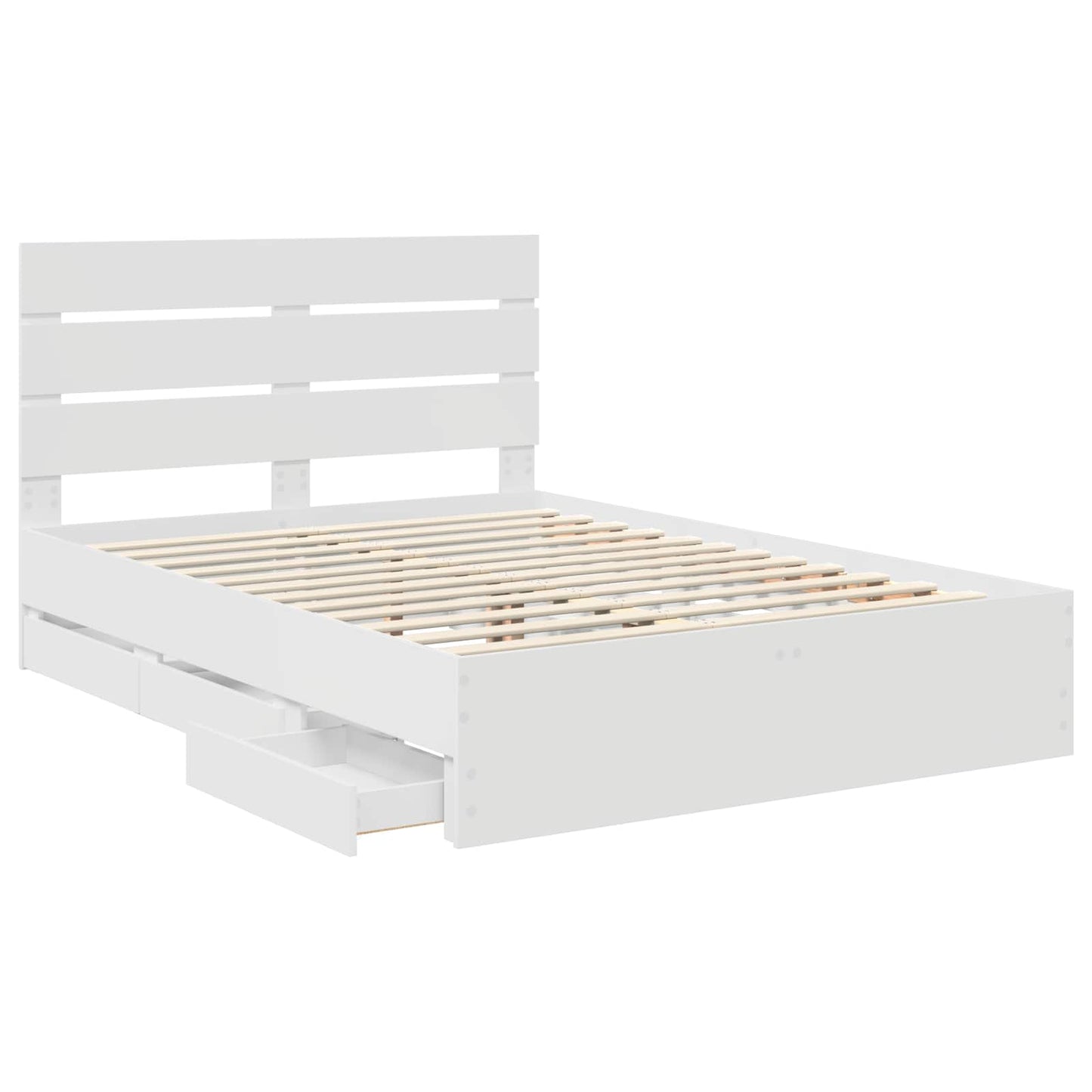 Bedframe met lade met opslag Wit 160 x 200 cm Ingenieurshout is nu te koop bij PeponiXL, paradijselijk wonen!