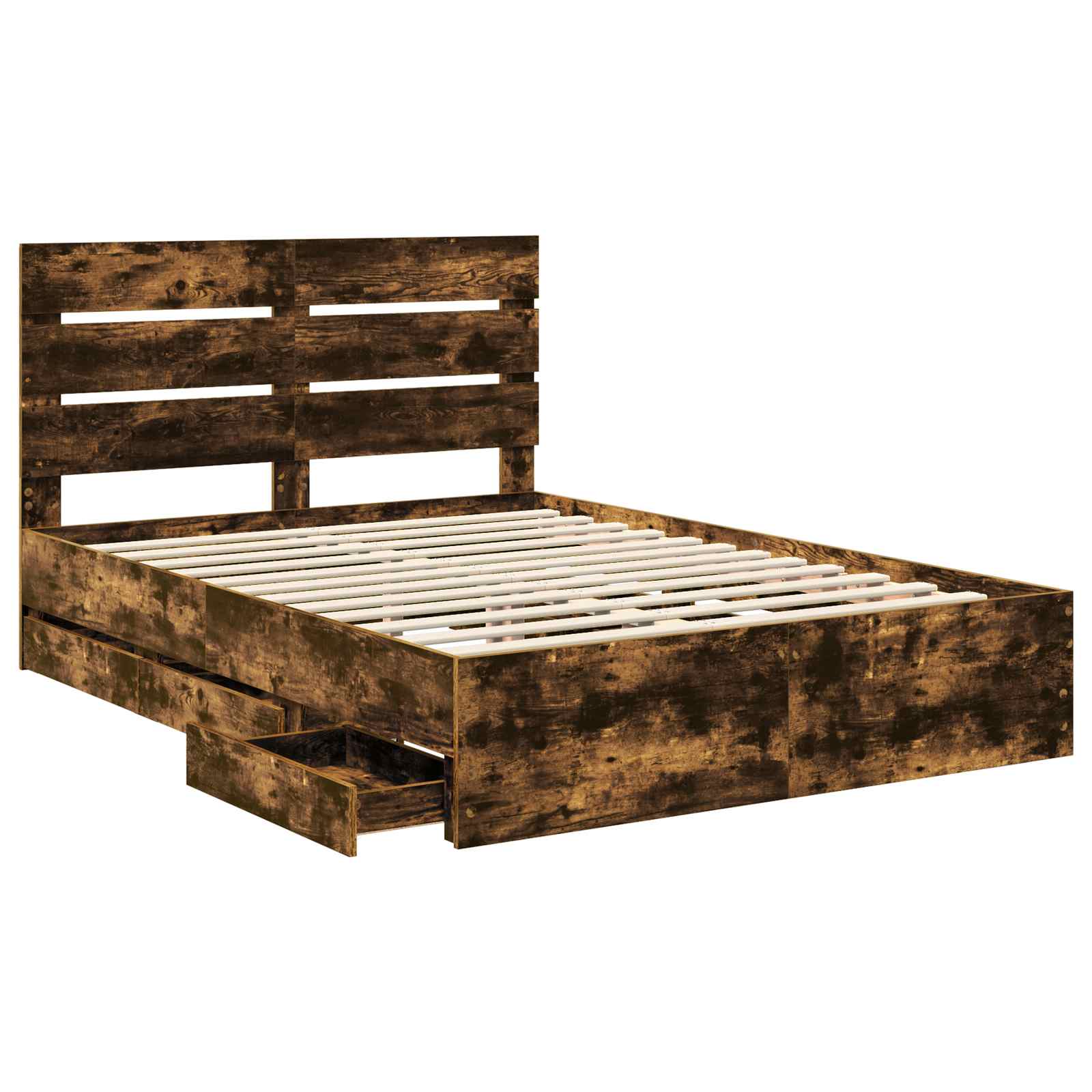 Bedframe met lade Gerookt eiken 160 x 200 cm Ingenieurshout is nu te koop bij PeponiXL, paradijselijk wonen!