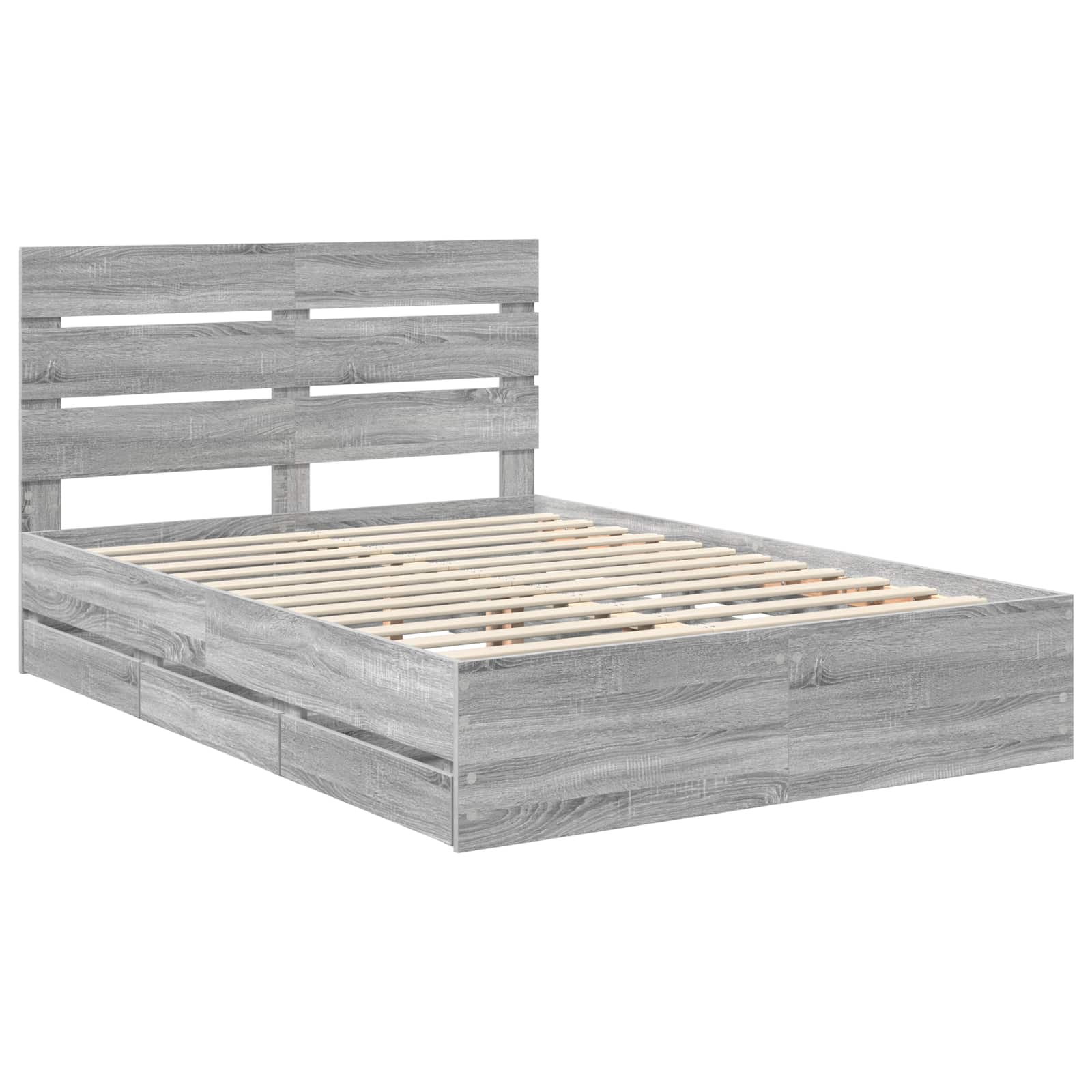Bedframe met lade Grijs Sonoma 160 x 200 cm Ingenieurshout is nu te koop bij PeponiXL, paradijselijk wonen!