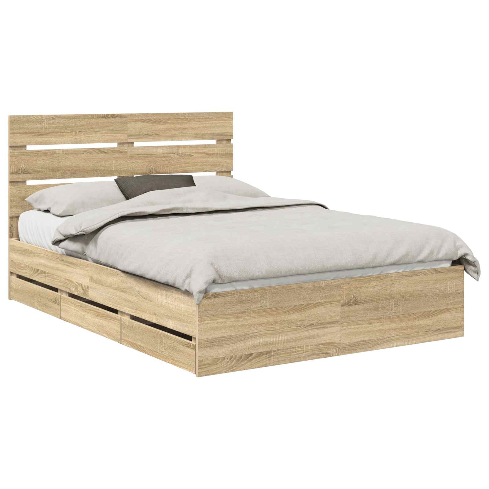 Bedframe met lade Sonoma Eiken 150 x 200 cm Ingenieurshout is nu te koop bij PeponiXL, paradijselijk wonen!