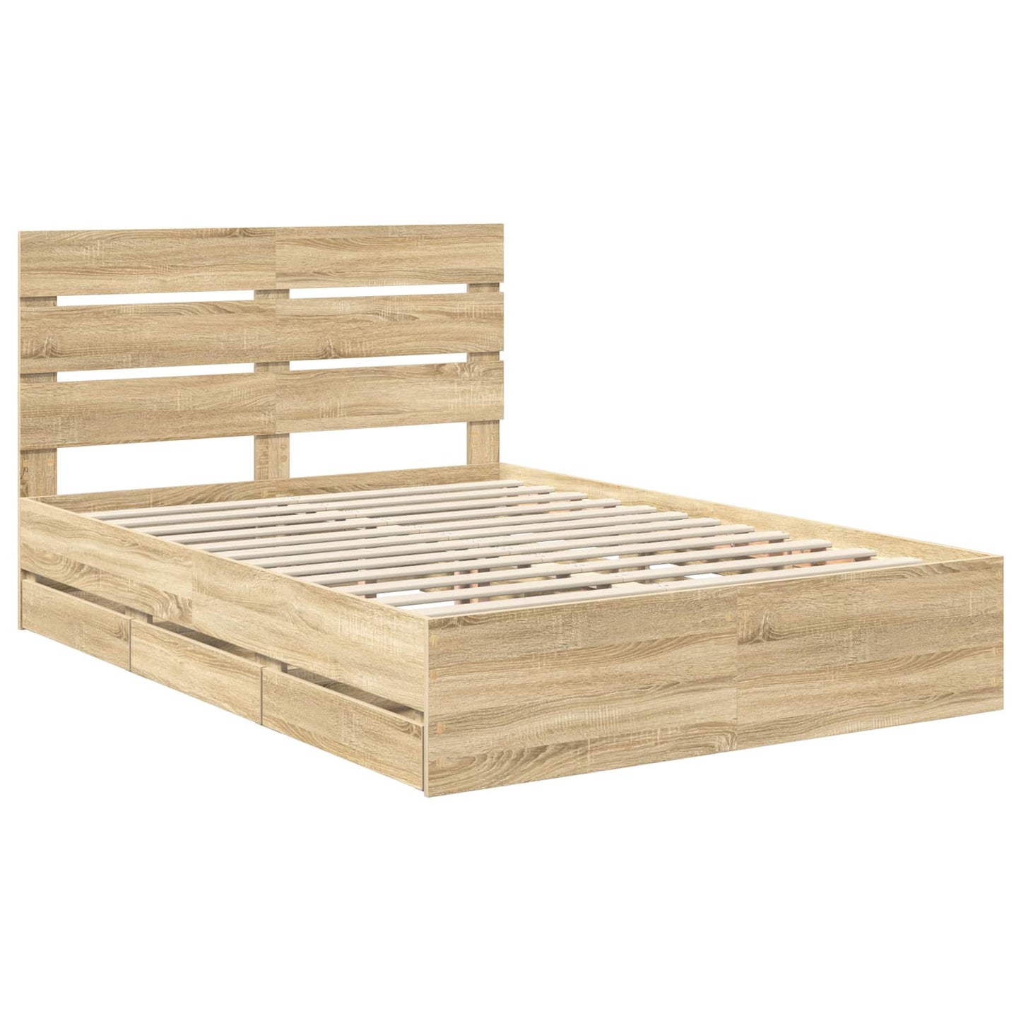 Bedframe met lade Sonoma Eiken 150 x 200 cm Ingenieurshout is nu te koop bij PeponiXL, paradijselijk wonen!
