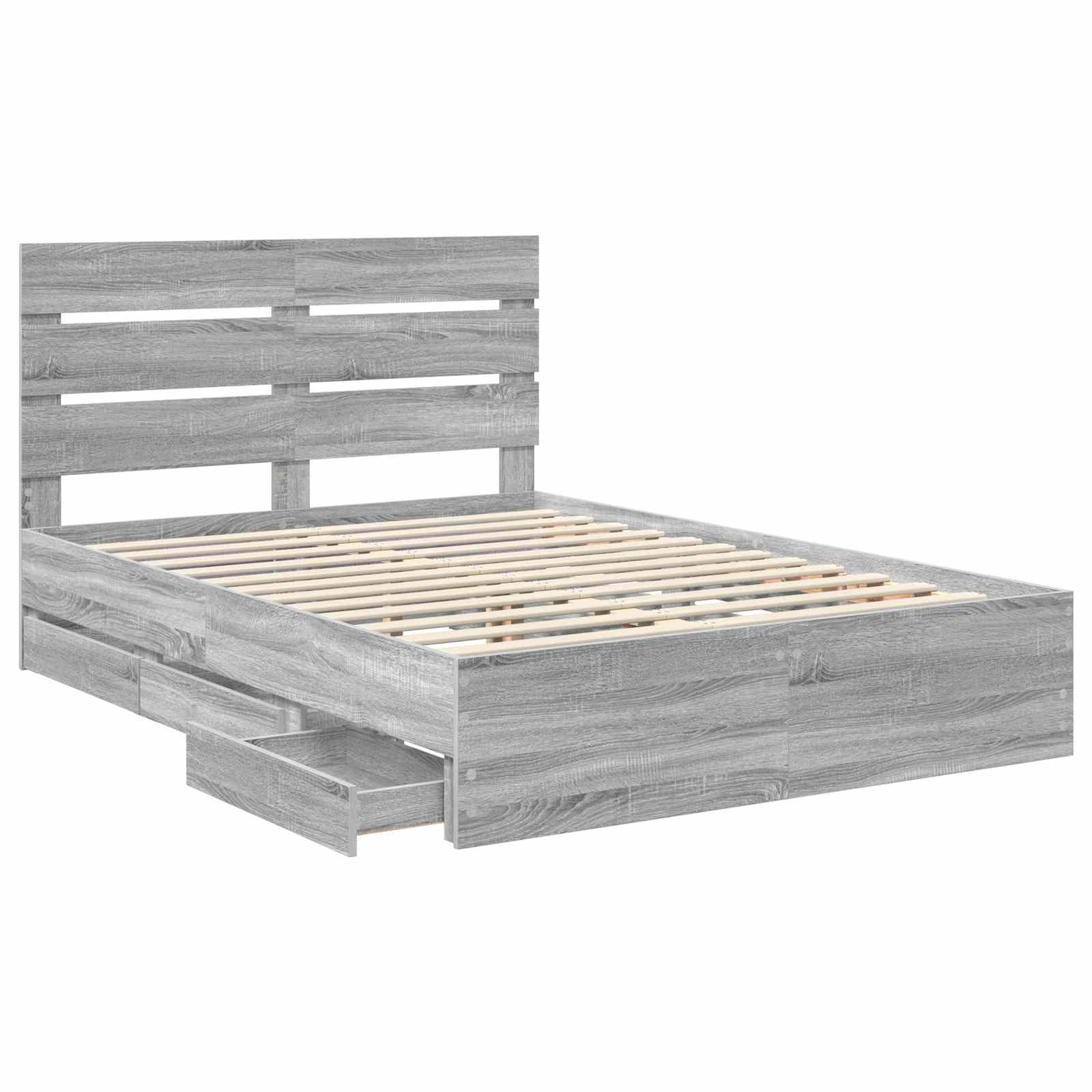 Bedframe met lade Grijs Sonoma 150 x 200 cm Ingenieurshout is nu te koop bij PeponiXL, paradijselijk wonen!