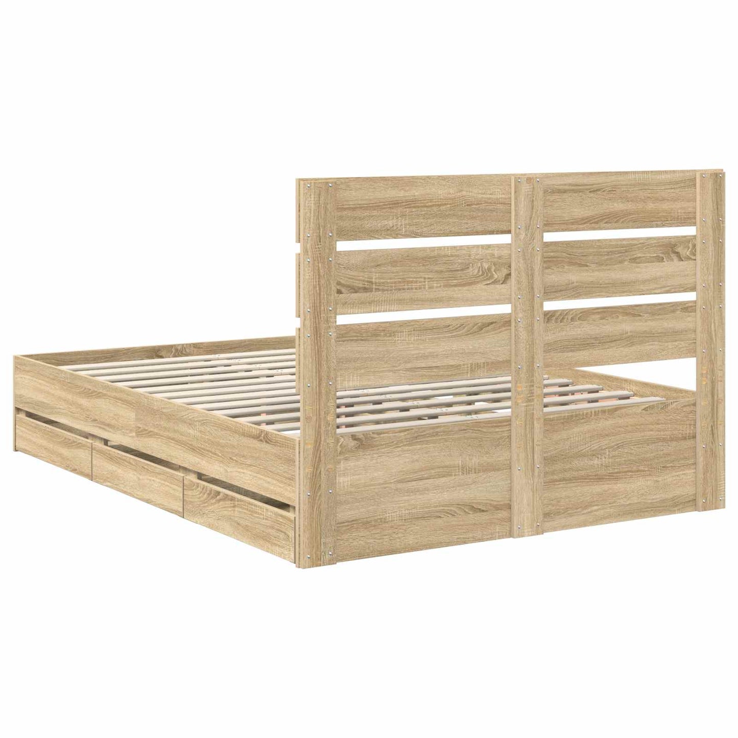 Bedframe met lade Sonoma Eiken 140 x 200 cm Ingenieurshout is nu te koop bij PeponiXL, paradijselijk wonen!