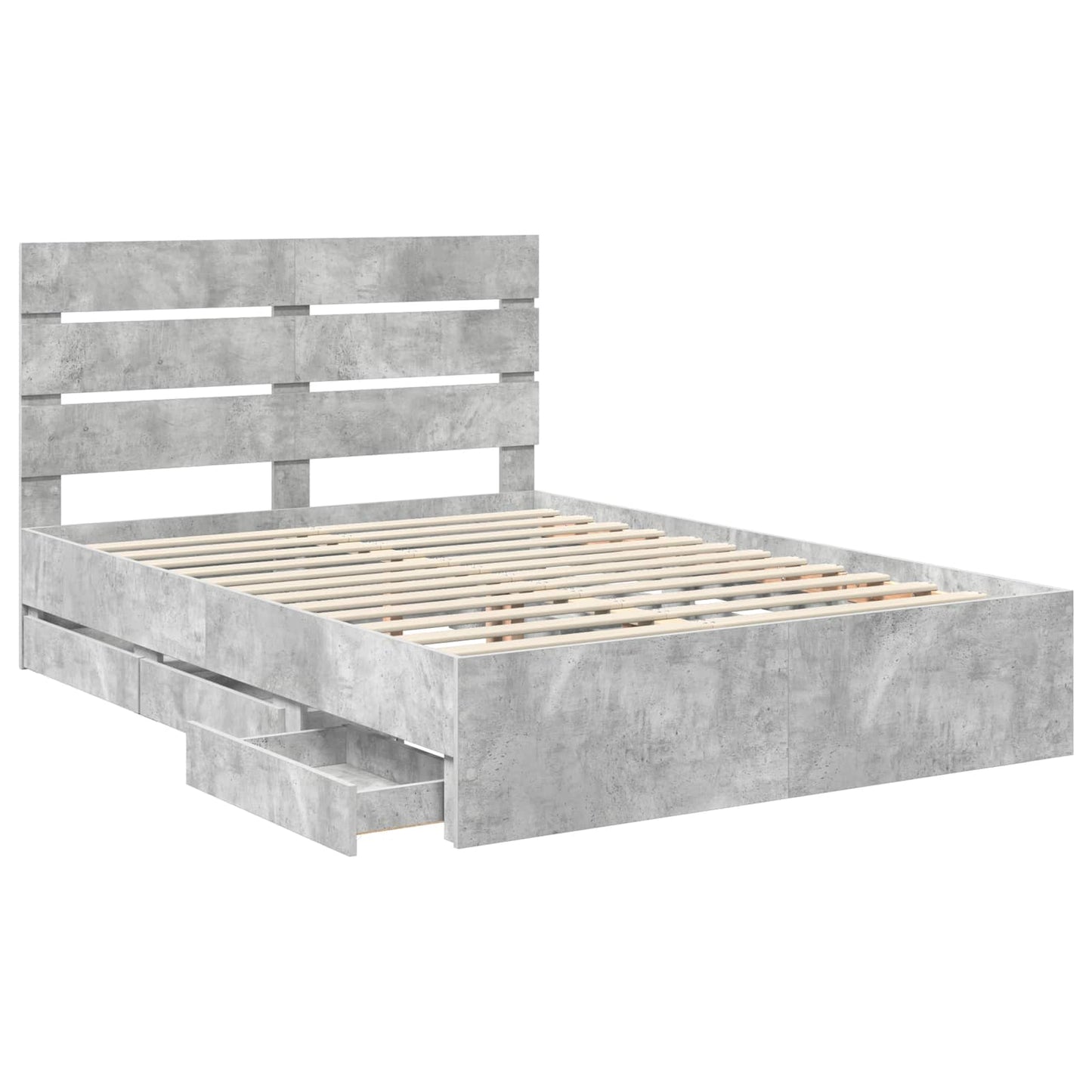 Bedframe met lade Beton Grijs 140 x 200 cm Ingenieurshout is nu te koop bij PeponiXL, paradijselijk wonen!