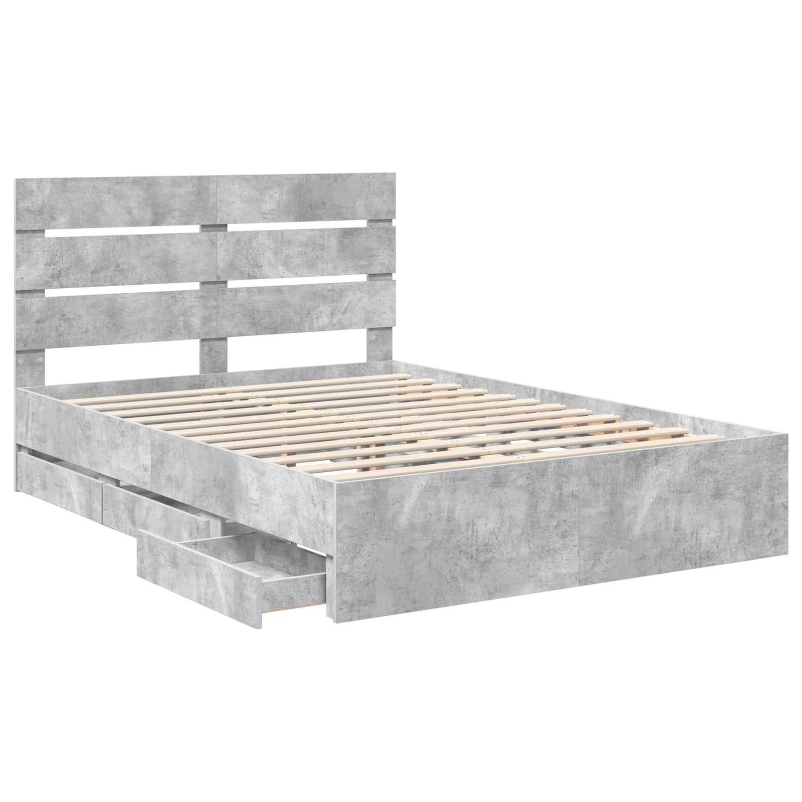 Bedframe met lade Beton Grijs 140 x 200 cm Ingenieurshout is nu te koop bij PeponiXL, paradijselijk wonen!