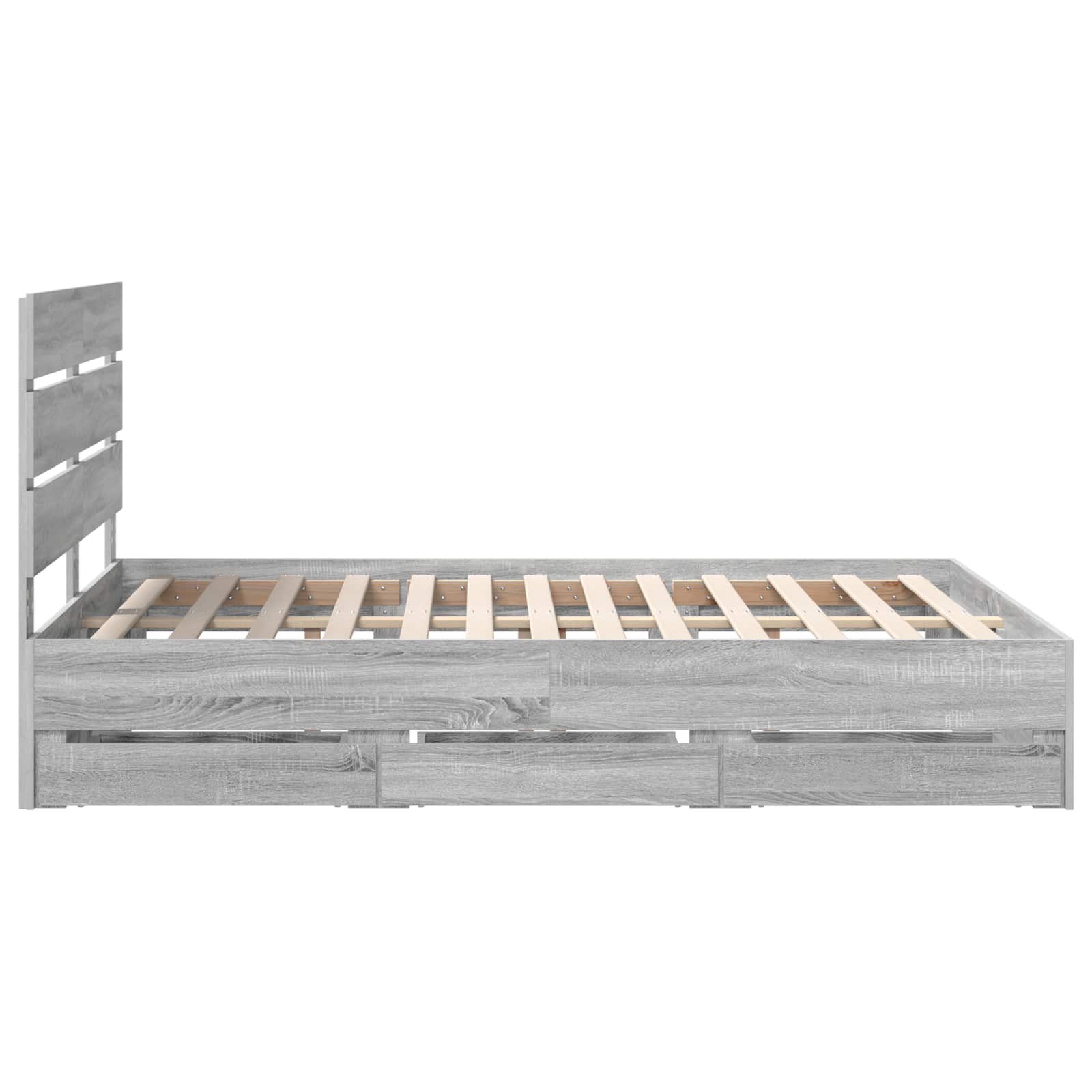 Bedframe met lade Grijs Sonoma 140 x 200 cm Ingenieurshout is nu te koop bij PeponiXL, paradijselijk wonen!