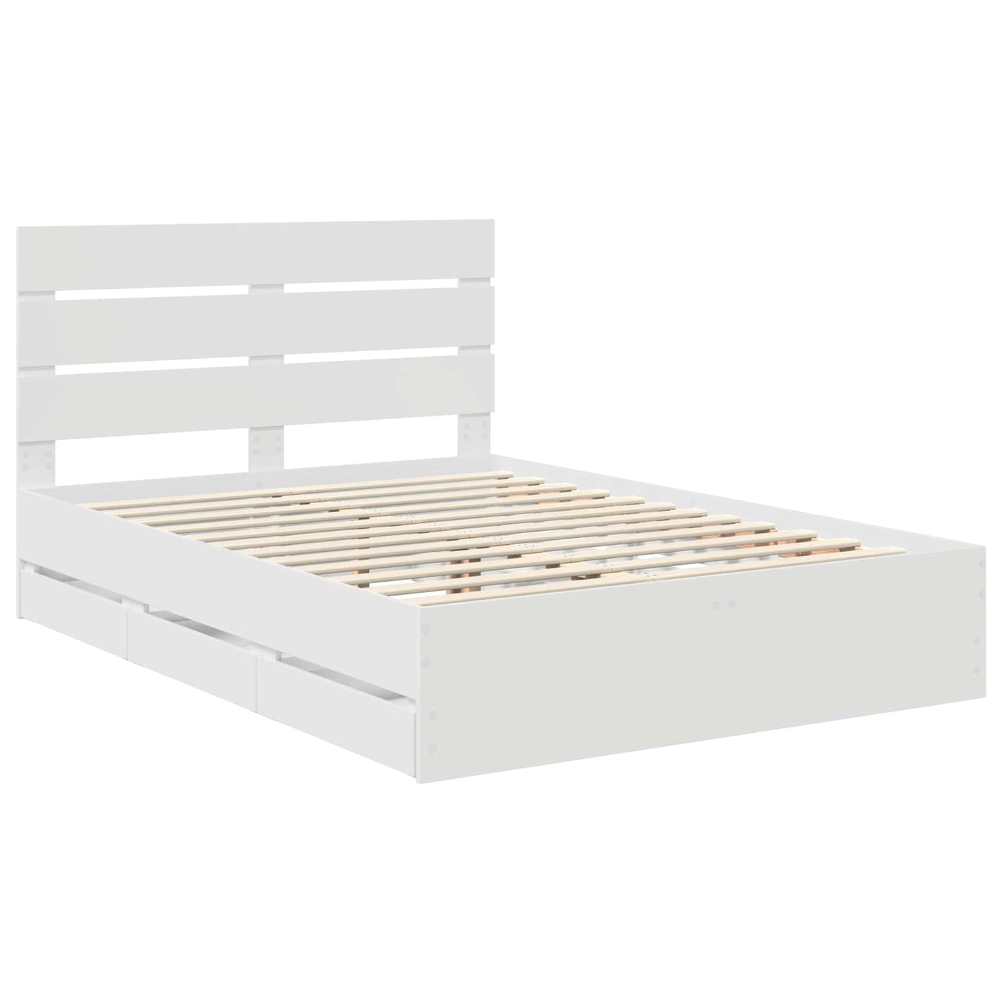 Bedframe met lade met opslag Wit 140 x 190 cm Ingenieurshout is nu te koop bij PeponiXL, paradijselijk wonen!