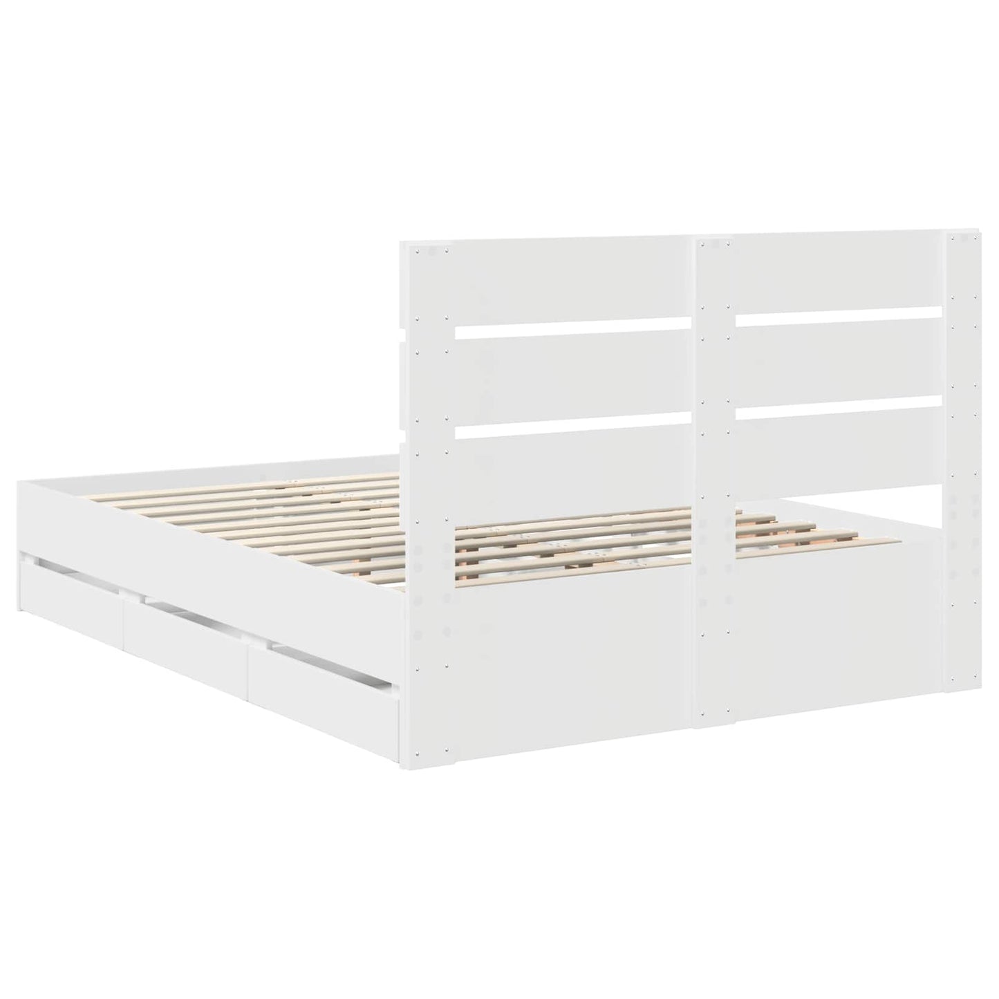Bedframe met lade met opslag Wit 140 x 190 cm Ingenieurshout is nu te koop bij PeponiXL, paradijselijk wonen!