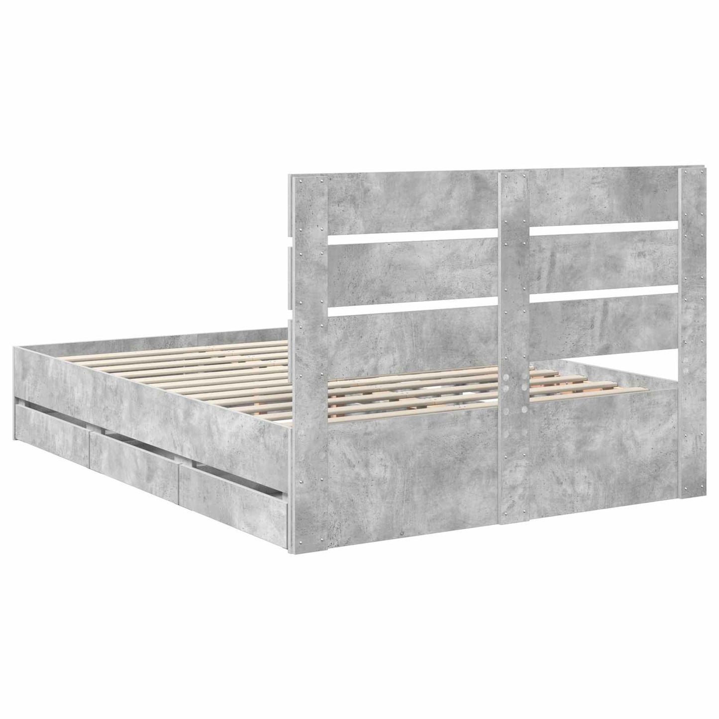 Bedframe met lade Beton Grijs 140 x 190 cm Ingenieurshout is nu te koop bij PeponiXL, paradijselijk wonen!