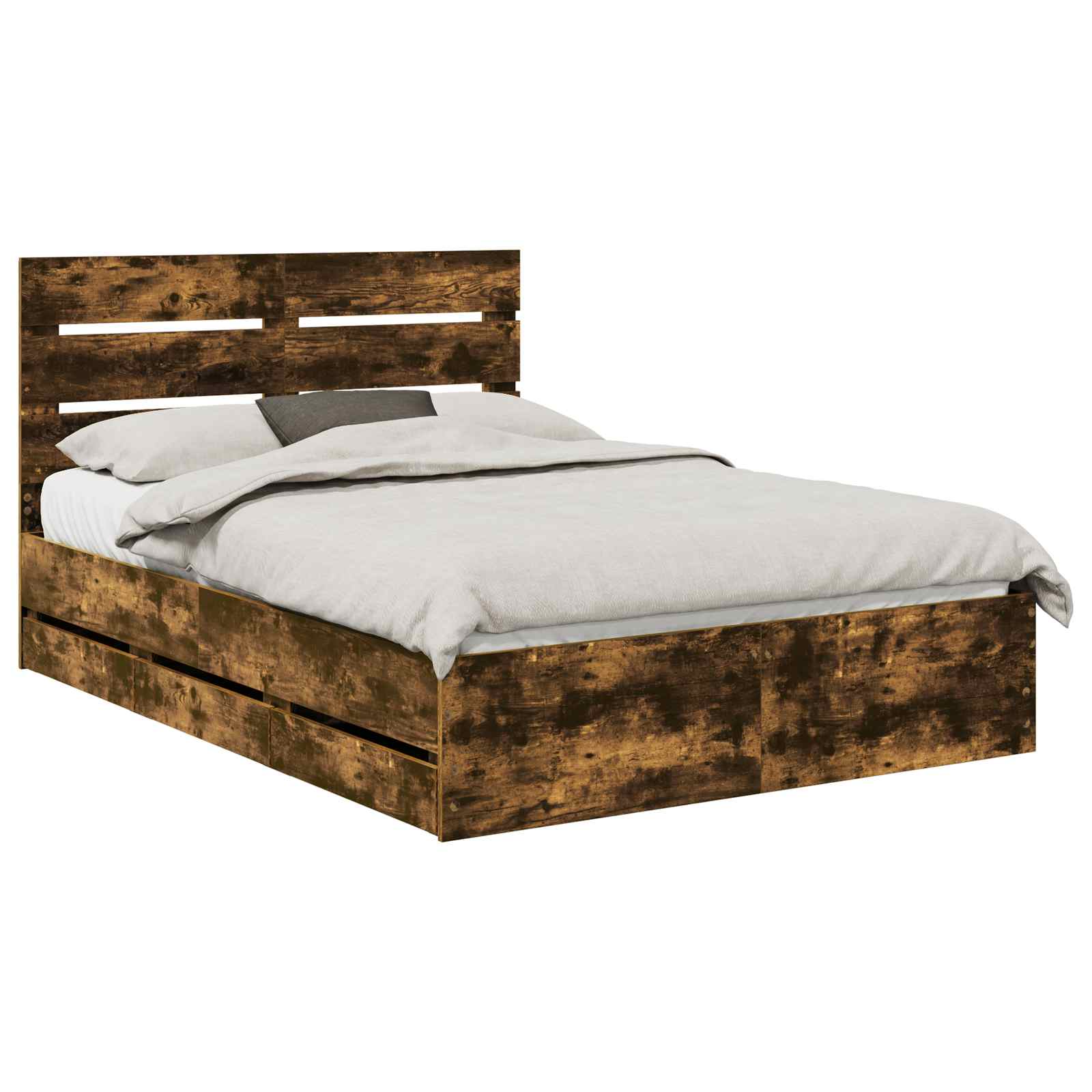 Bedframe met lade Gerookt eiken 140 x 190 cm Ingenieurshout is nu te koop bij PeponiXL, paradijselijk wonen!