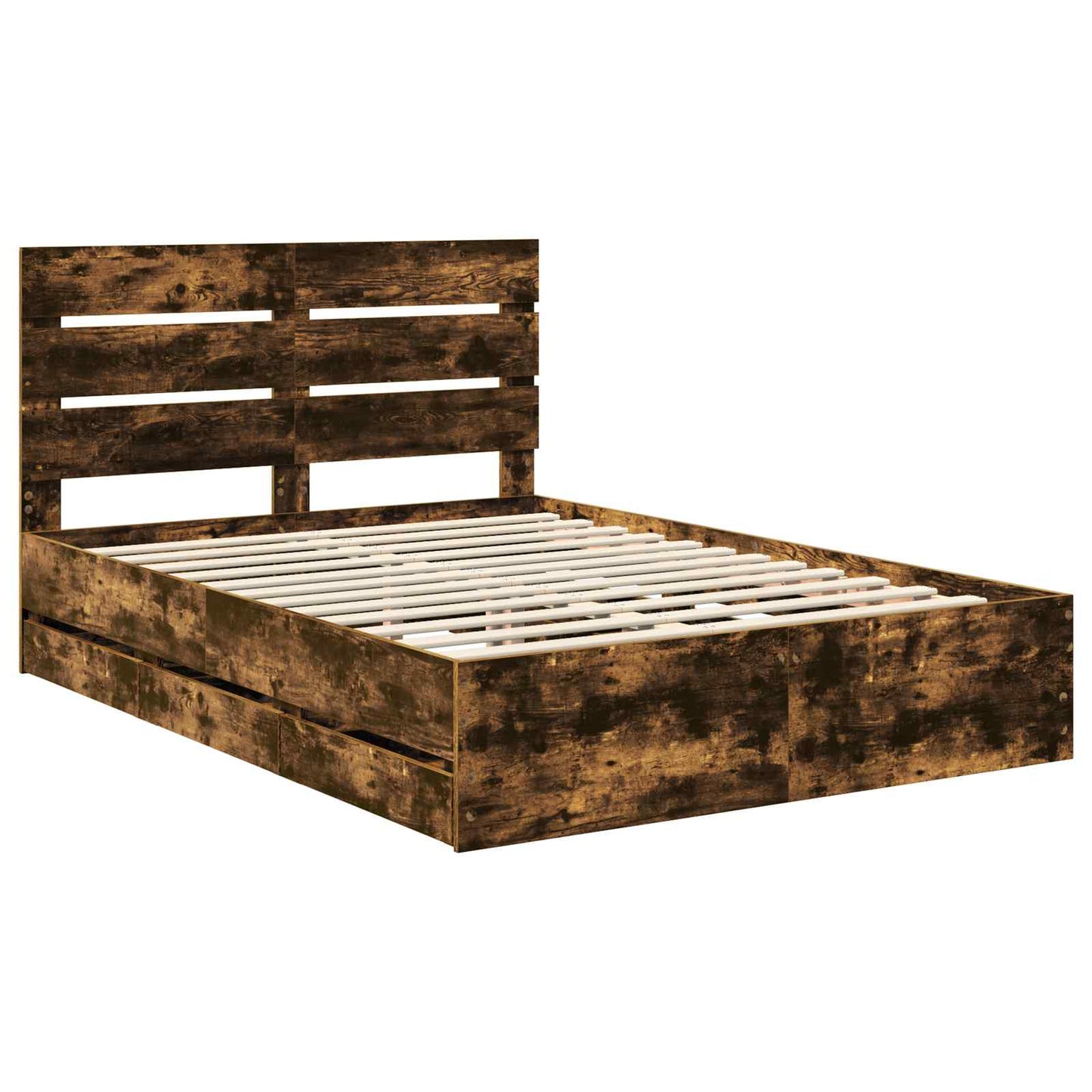 Bedframe met lade Gerookt eiken 140 x 190 cm Ingenieurshout is nu te koop bij PeponiXL, paradijselijk wonen!