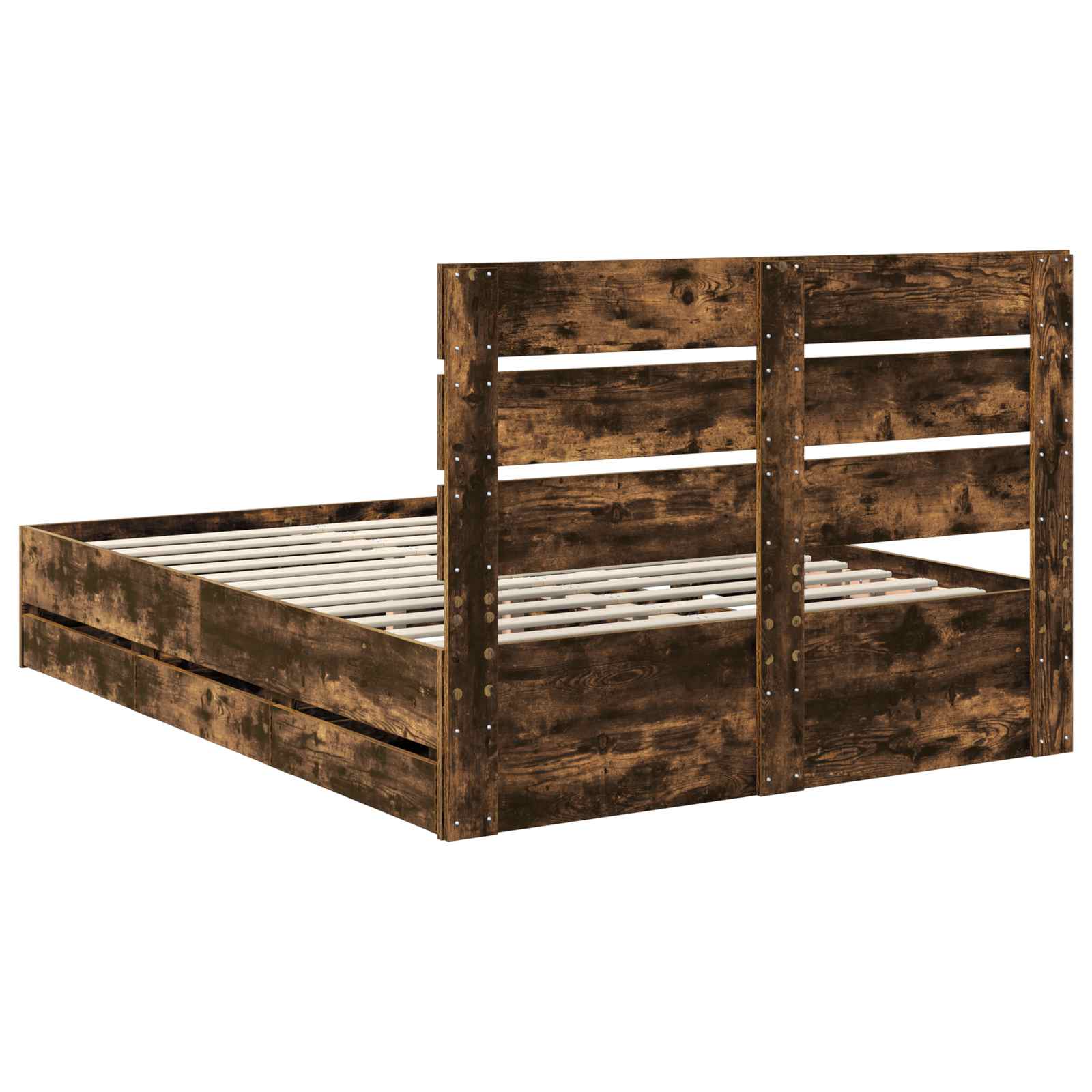 Bedframe met lade Gerookt eiken 140 x 190 cm Ingenieurshout is nu te koop bij PeponiXL, paradijselijk wonen!