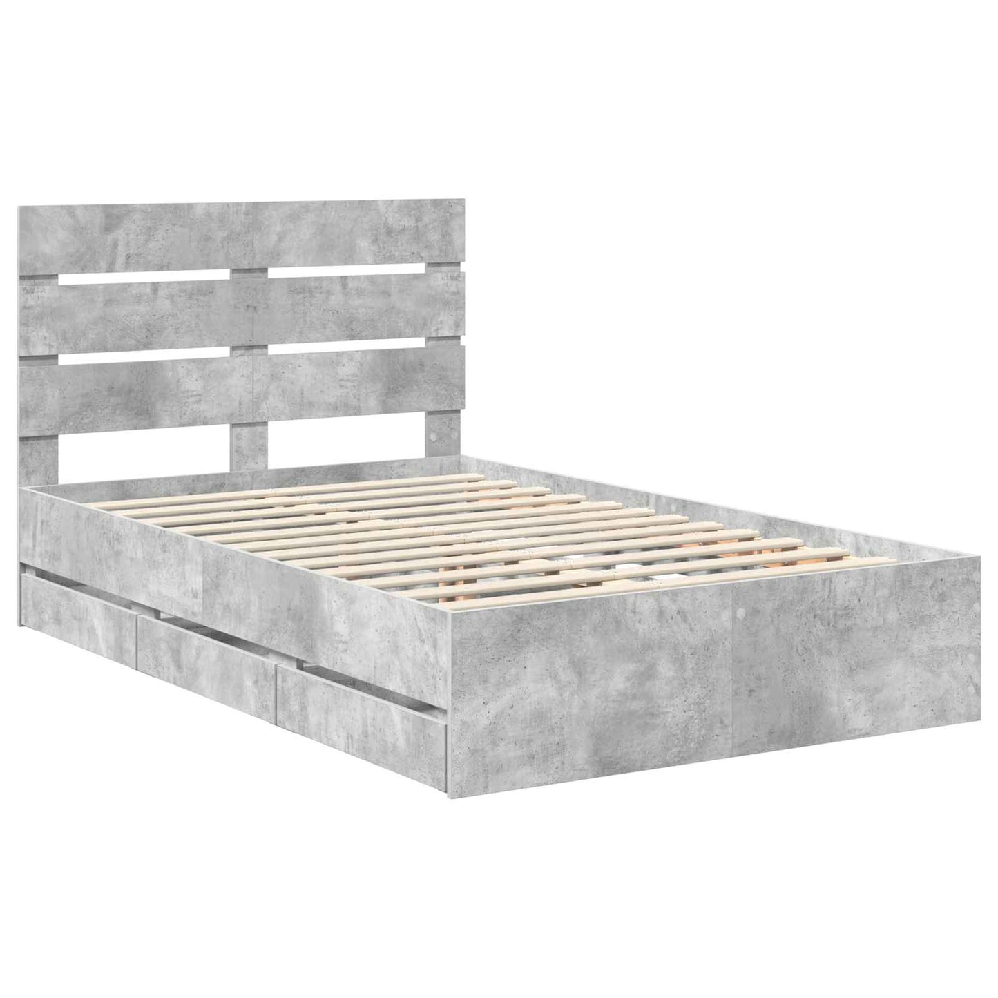 Bedframe met lade Beton Grijs 135 x 190 cm Ingenieurshout is nu te koop bij PeponiXL, paradijselijk wonen!