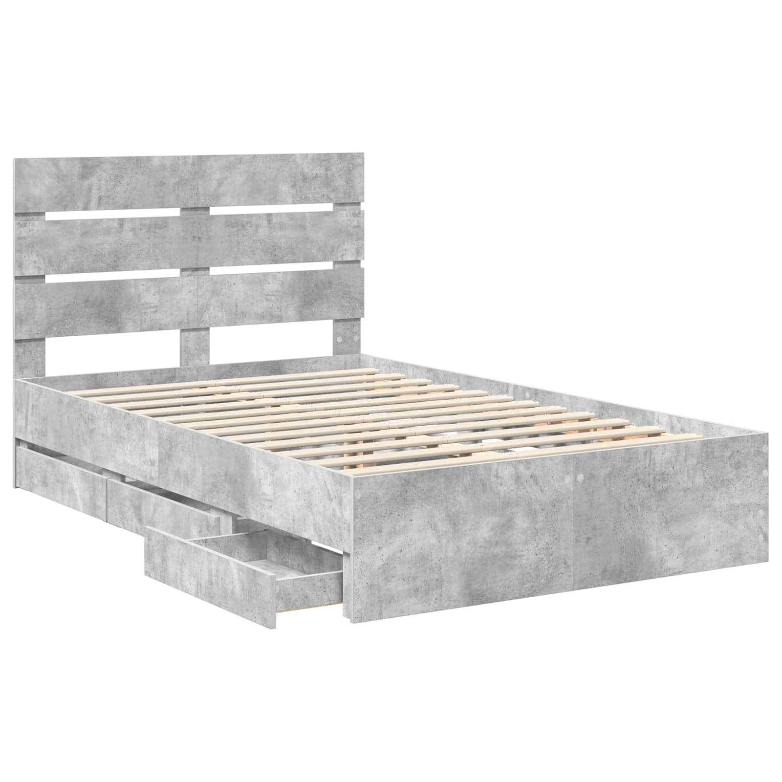Bedframe met lade Beton Grijs 135 x 190 cm Ingenieurshout is nu te koop bij PeponiXL, paradijselijk wonen!