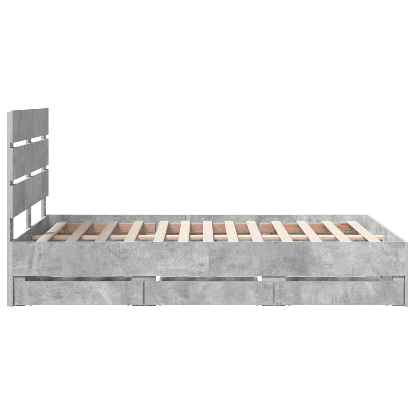 Bedframe met lade Beton Grijs 135 x 190 cm Ingenieurshout is nu te koop bij PeponiXL, paradijselijk wonen!
