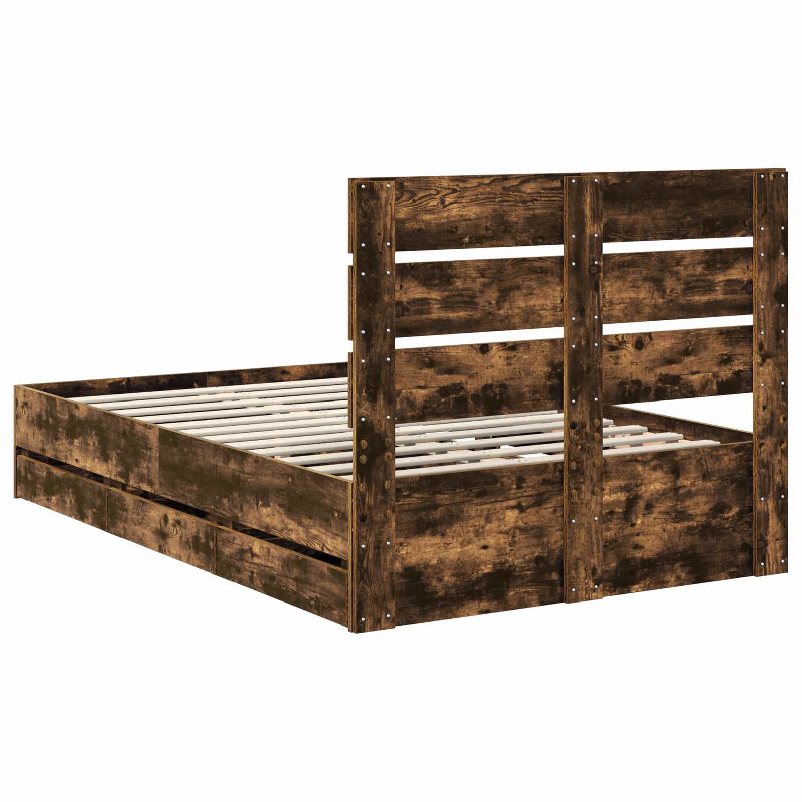 Bedframe met lade Gerookt eiken 135 x 190 cm Ingenieurshout is nu te koop bij PeponiXL, paradijselijk wonen!