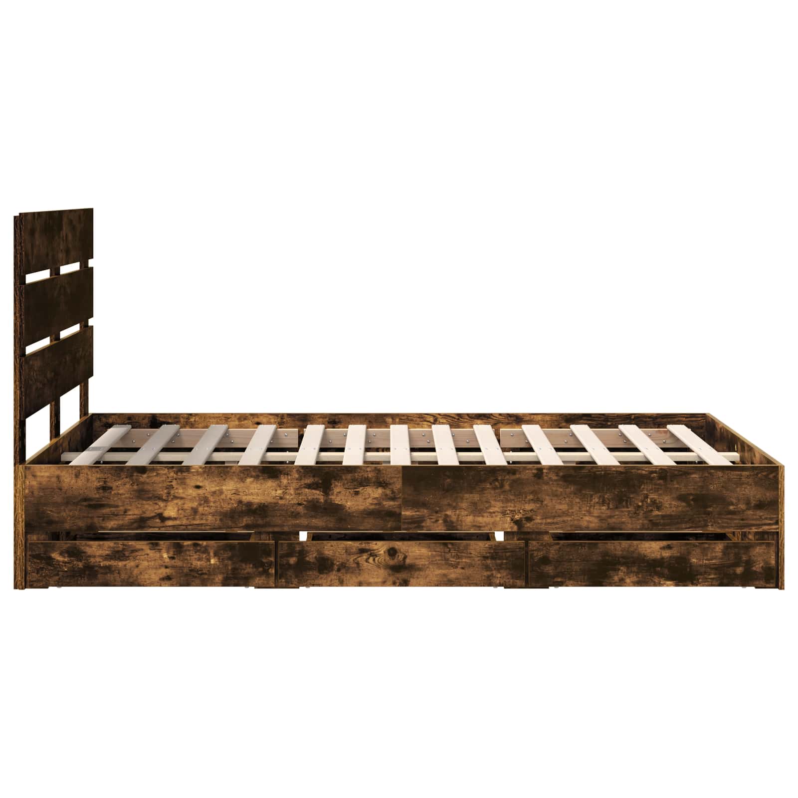 Bedframe met lade Gerookt eiken 135 x 190 cm Ingenieurshout is nu te koop bij PeponiXL, paradijselijk wonen!