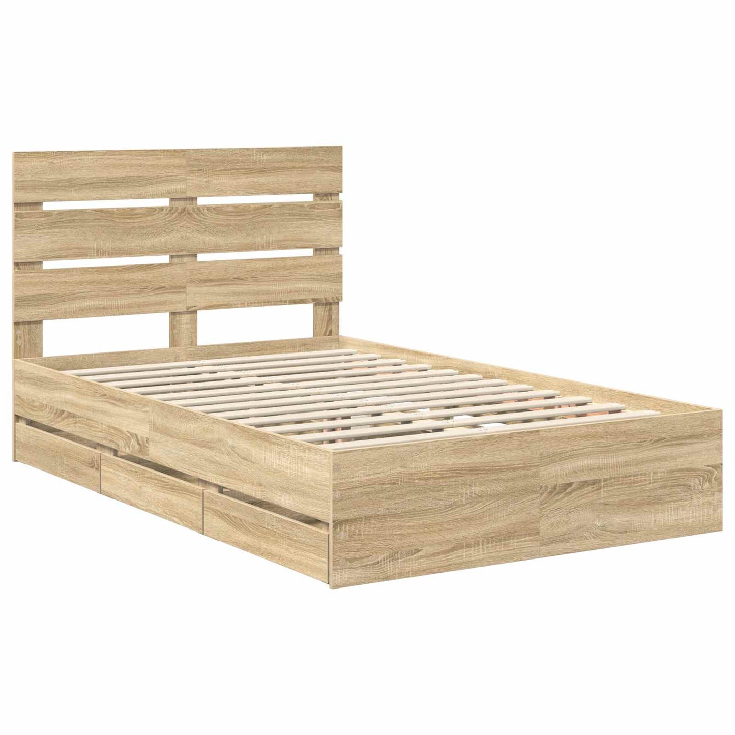 Bedframe met lade Sonoma Eiken 120 x 200 cm Ingenieurshout is nu te koop bij PeponiXL, paradijselijk wonen!