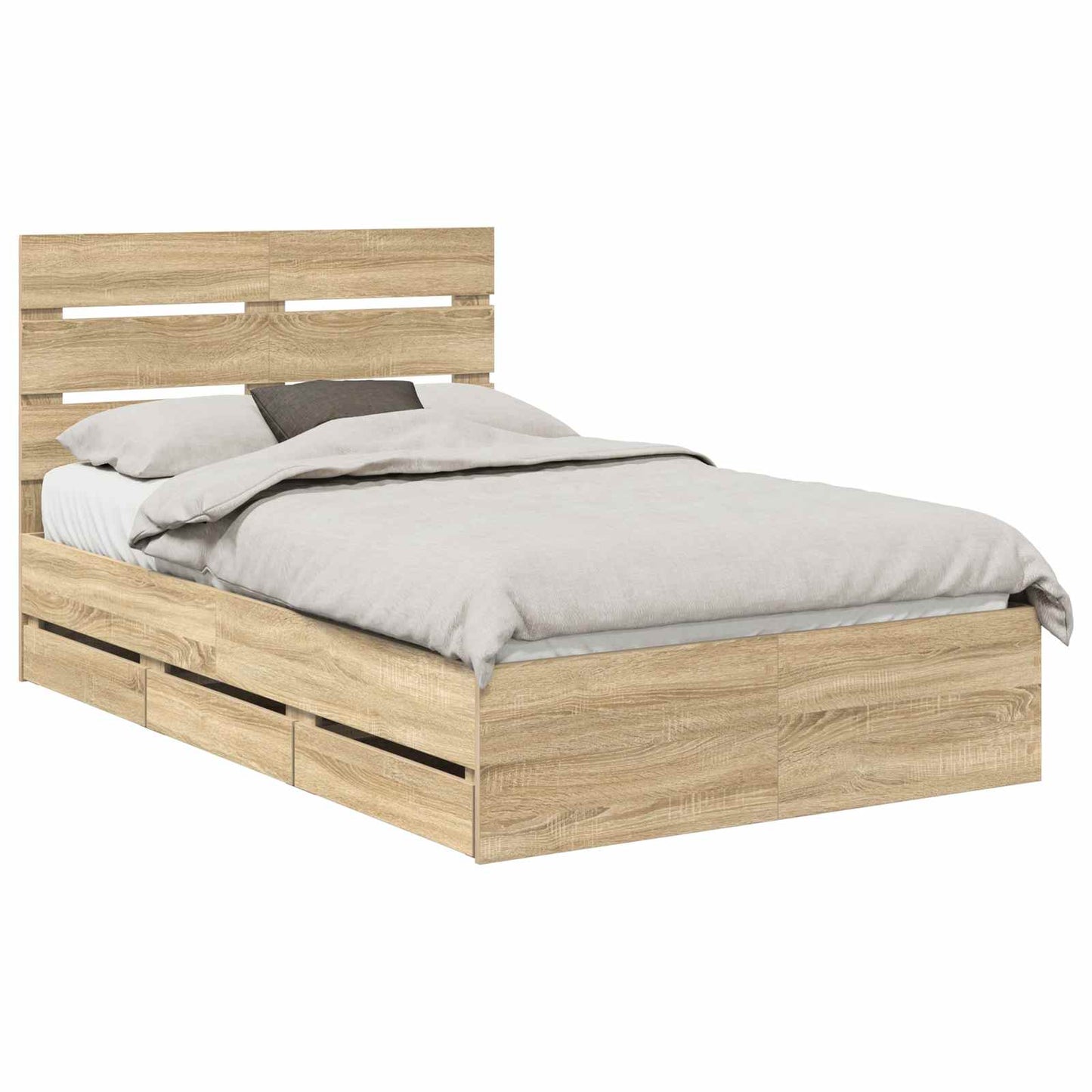 Bedframe met lade Sonoma Eiken 120 x 190 cm Ingenieurshout is nu te koop bij PeponiXL, paradijselijk wonen!