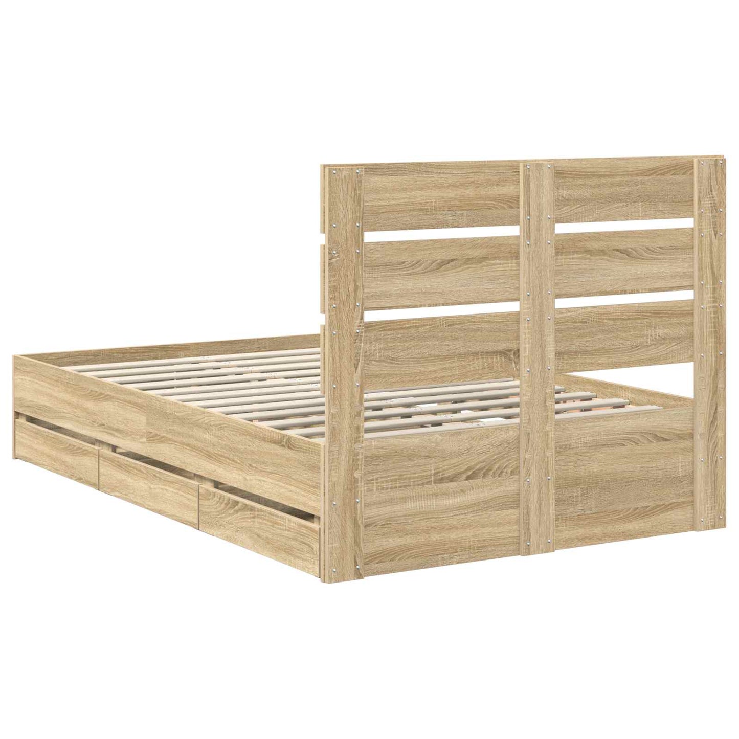 Bedframe met lade Sonoma Eiken 120 x 190 cm Ingenieurshout is nu te koop bij PeponiXL, paradijselijk wonen!