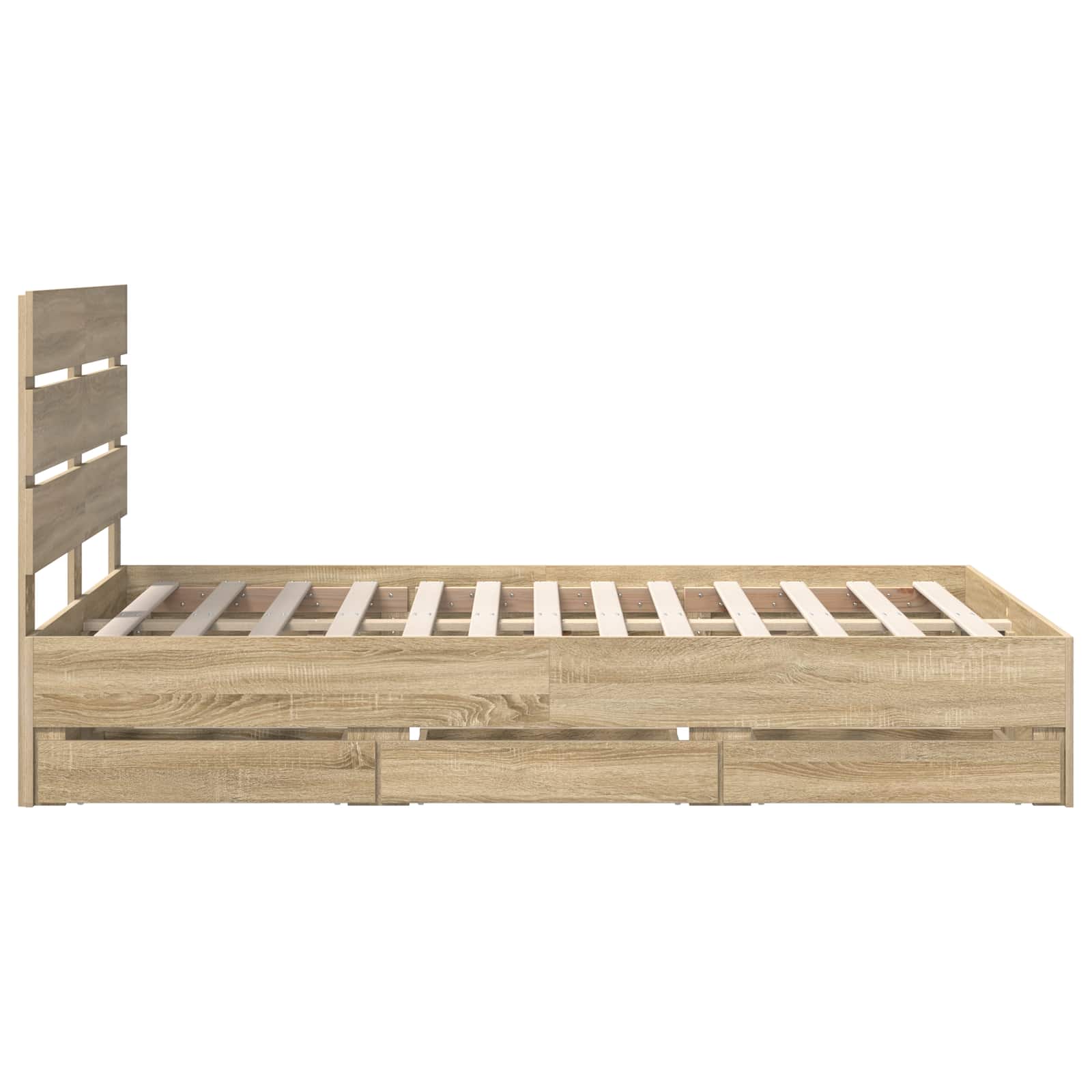 Bedframe met lade Sonoma Eiken 120 x 190 cm Ingenieurshout is nu te koop bij PeponiXL, paradijselijk wonen!