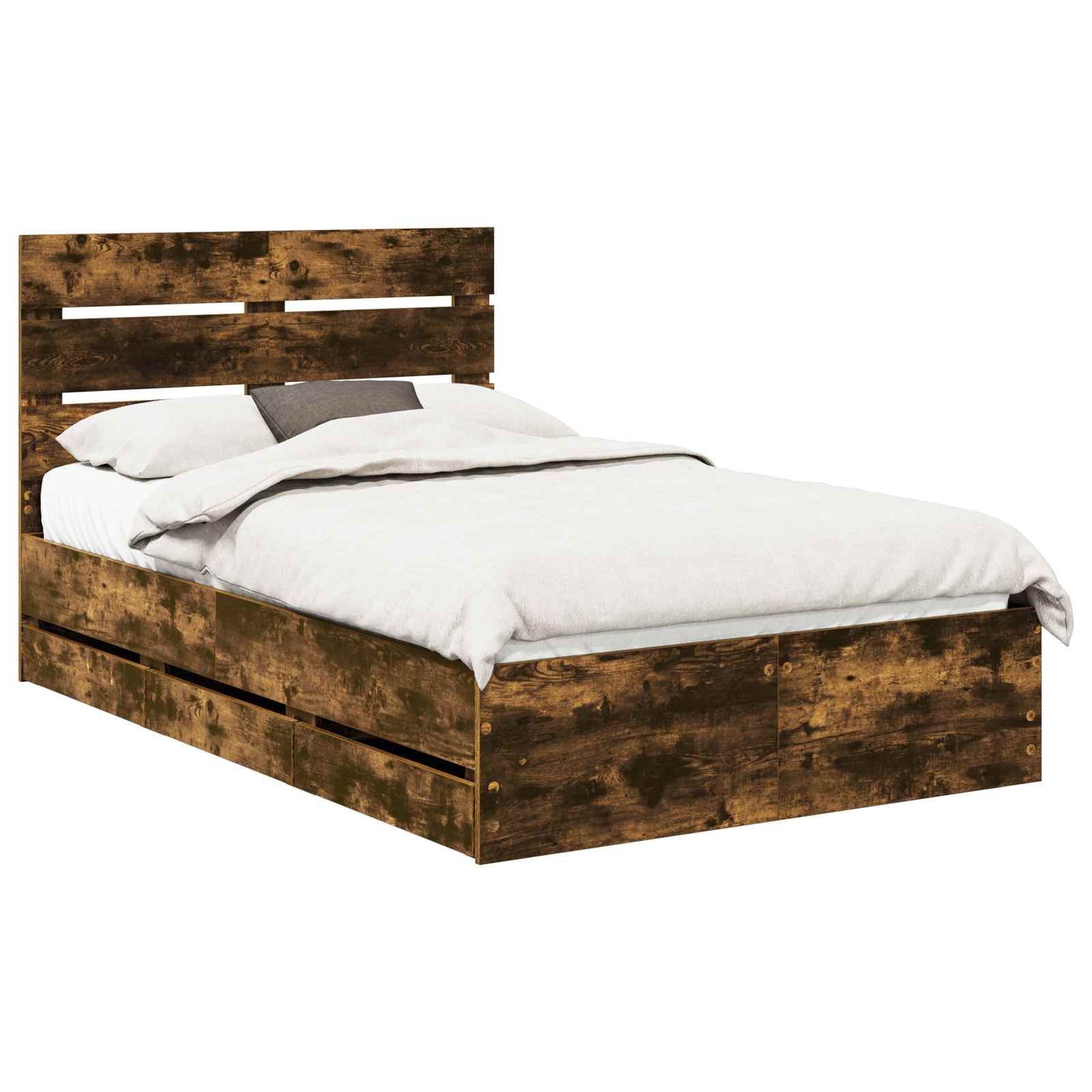 Bedframe met lade Gerookt eiken 120 x 190 cm Ingenieurshout is nu te koop bij PeponiXL, paradijselijk wonen!