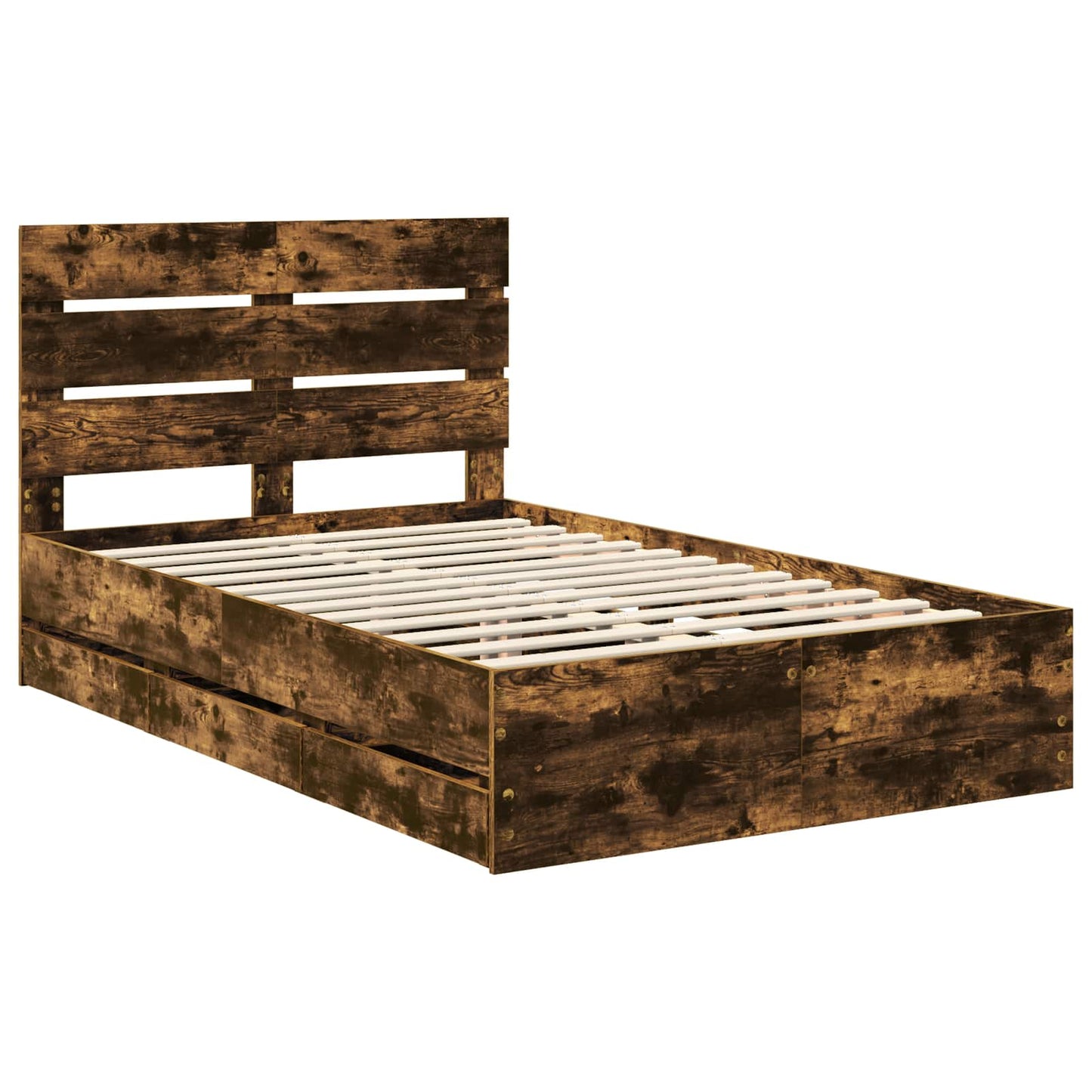 Bedframe met lade Gerookt eiken 120 x 190 cm Ingenieurshout is nu te koop bij PeponiXL, paradijselijk wonen!