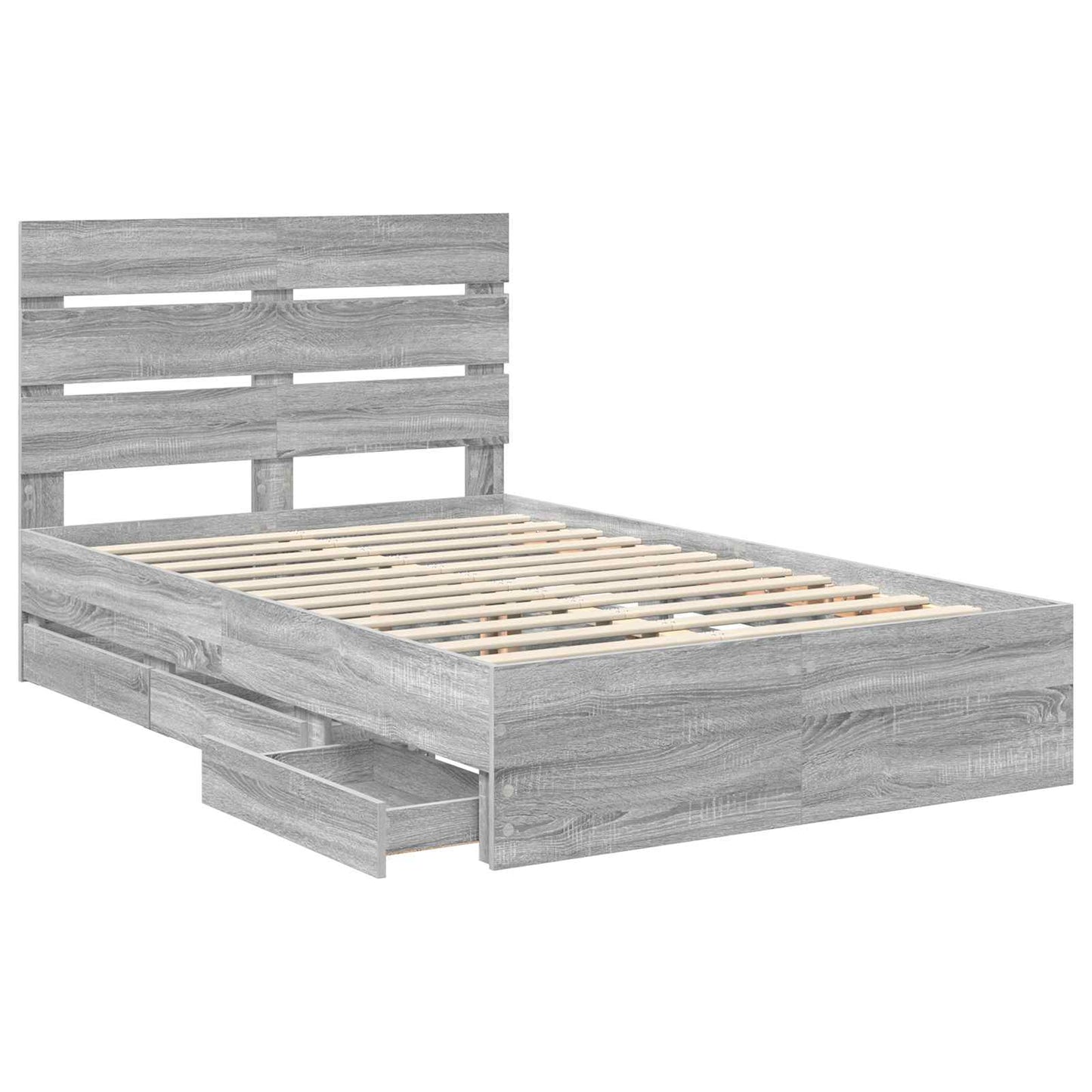 Bedframe met lade Grijs Sonoma 120 x 190 cm Ingenieurshout is nu te koop bij PeponiXL, paradijselijk wonen!