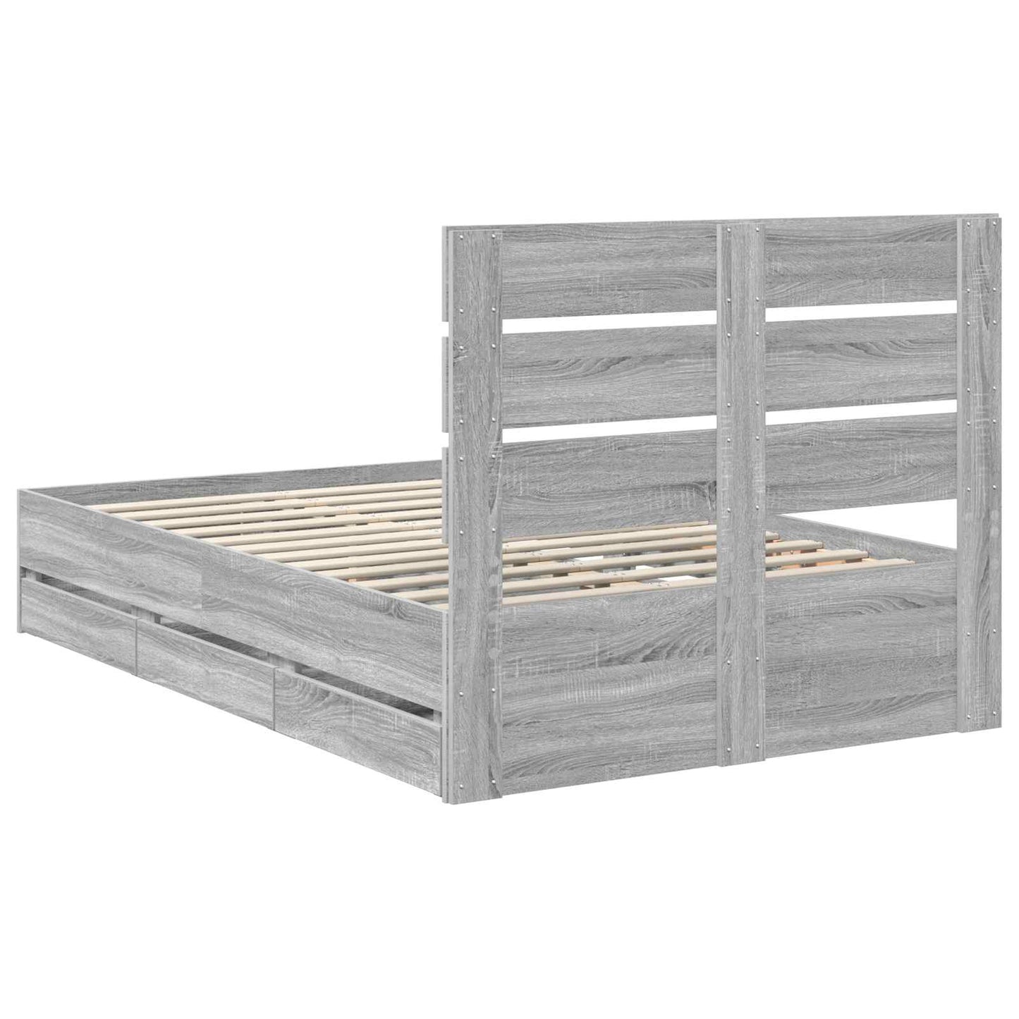 Bedframe met lade Grijs Sonoma 120 x 190 cm Ingenieurshout is nu te koop bij PeponiXL, paradijselijk wonen!