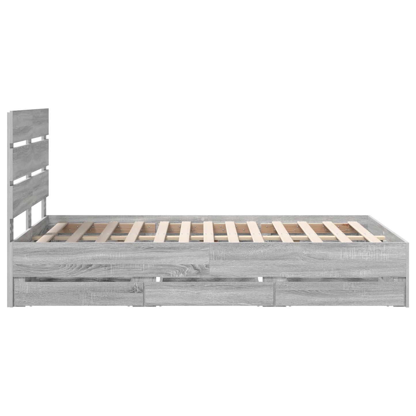Bedframe met lade Grijs Sonoma 120 x 190 cm Ingenieurshout is nu te koop bij PeponiXL, paradijselijk wonen!