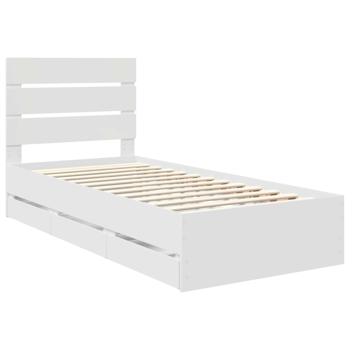 Bedframe met lade met opslag Wit 100 x 200 cm Ingenieurshout is nu te koop bij PeponiXL, paradijselijk wonen!