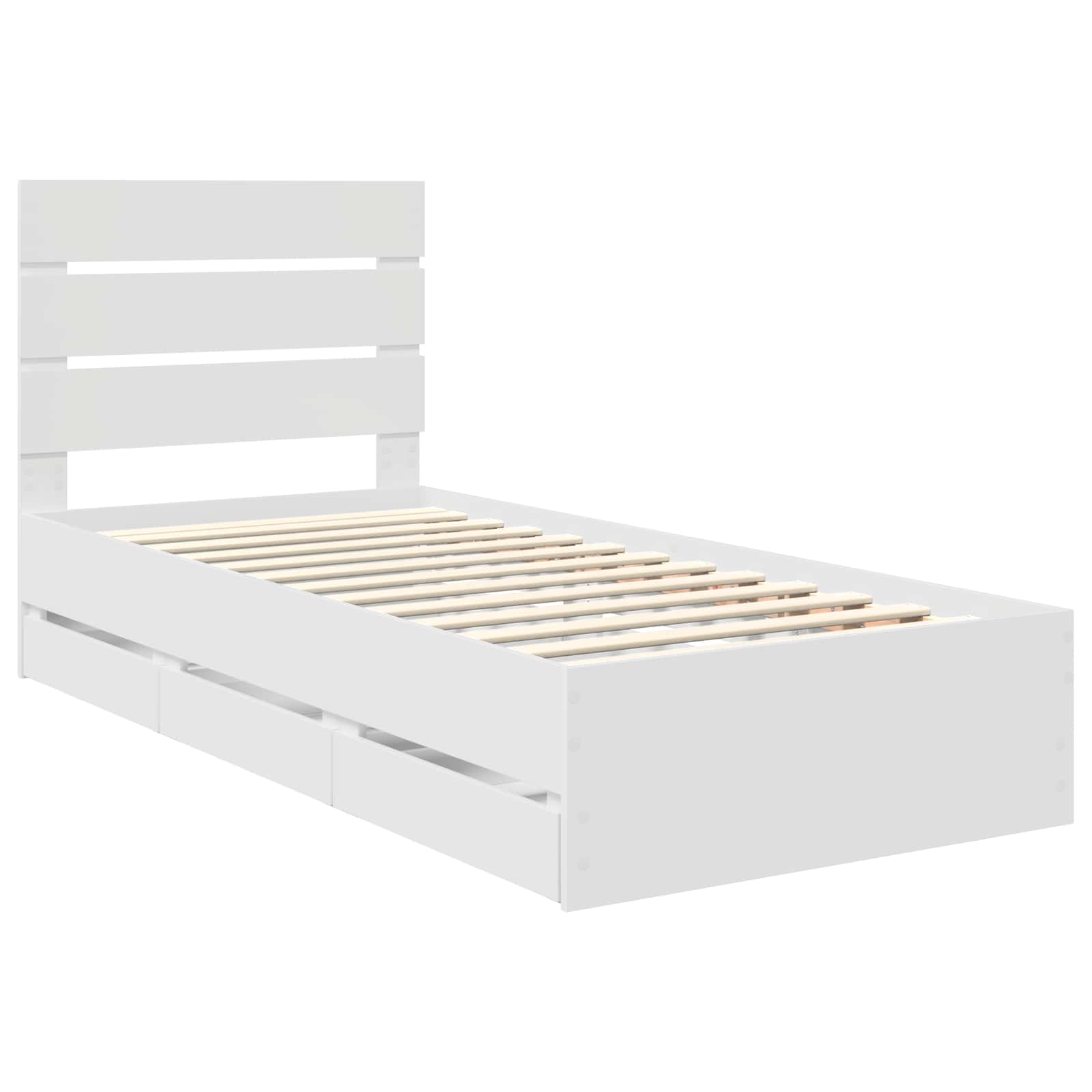 Bedframe met lade met opslag Wit 100 x 200 cm Ingenieurshout is nu te koop bij PeponiXL, paradijselijk wonen!