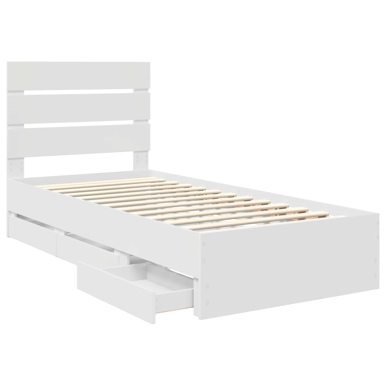 Bedframe met lade met opslag Wit 100 x 200 cm Ingenieurshout is nu te koop bij PeponiXL, paradijselijk wonen!