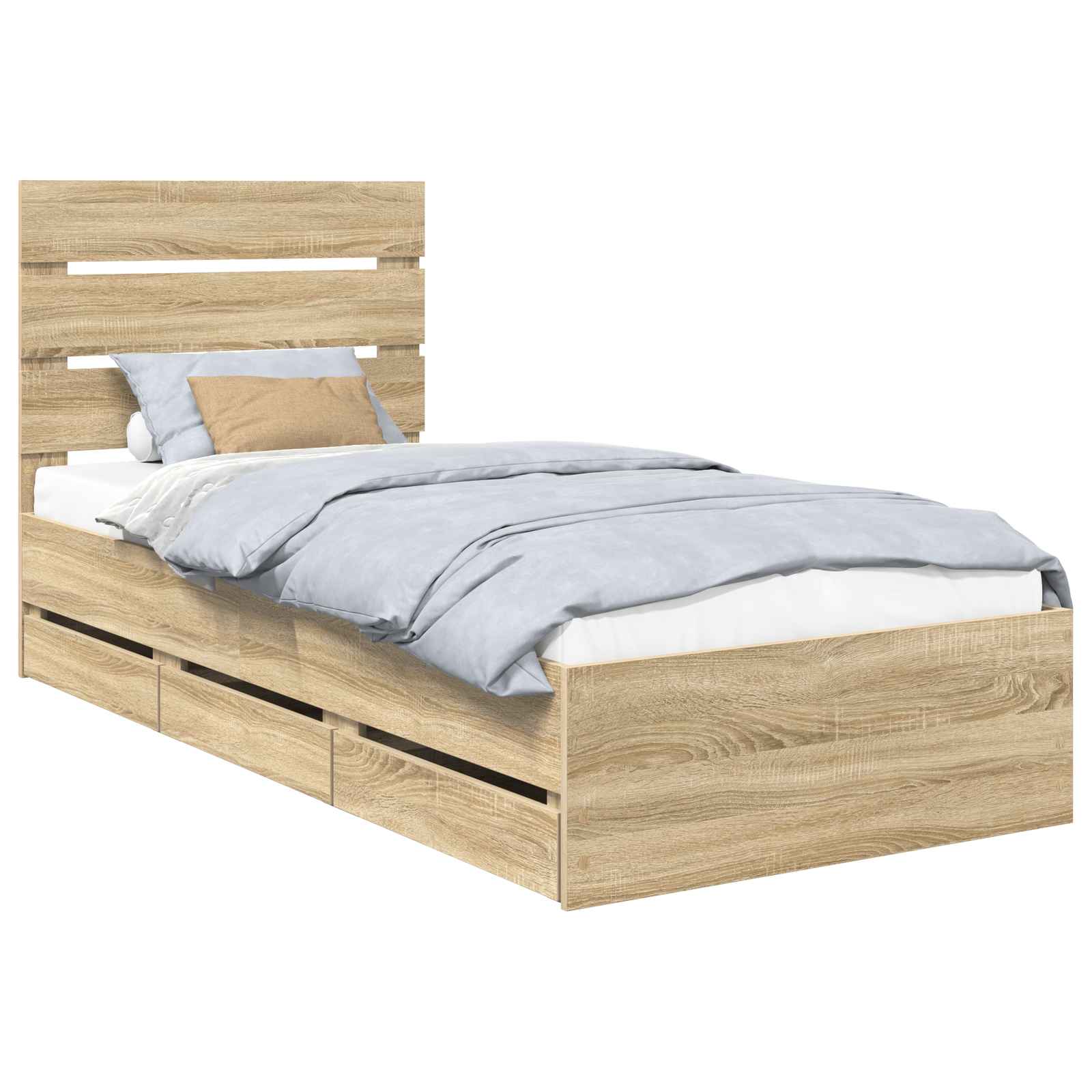 Bedframe met lade Sonoma Eiken 100 x 200 cm Ingenieurshout is nu te koop bij PeponiXL, paradijselijk wonen!