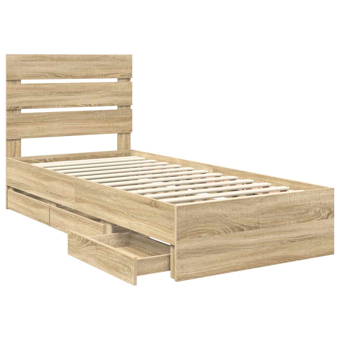 Bedframe met lade Sonoma Eiken 100 x 200 cm Ingenieurshout is nu te koop bij PeponiXL, paradijselijk wonen!