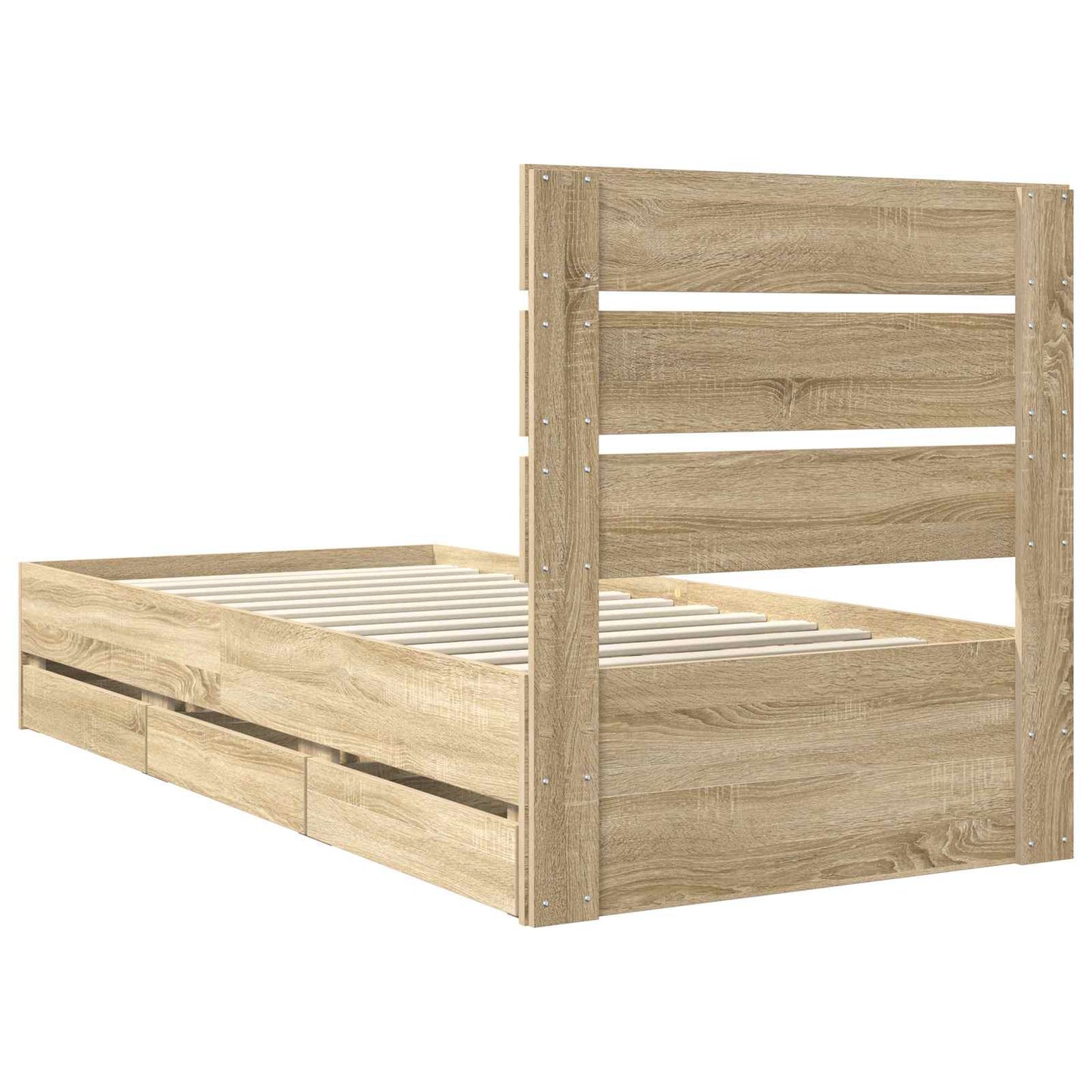Bedframe met lade Sonoma Eiken 100 x 200 cm Ingenieurshout is nu te koop bij PeponiXL, paradijselijk wonen!