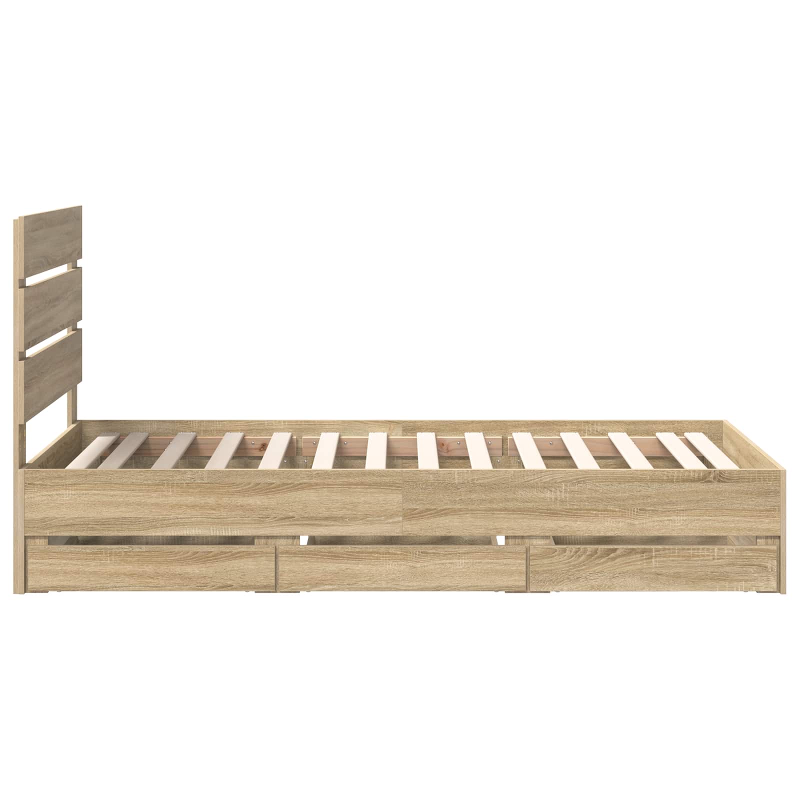 Bedframe met lade Sonoma Eiken 100 x 200 cm Ingenieurshout is nu te koop bij PeponiXL, paradijselijk wonen!