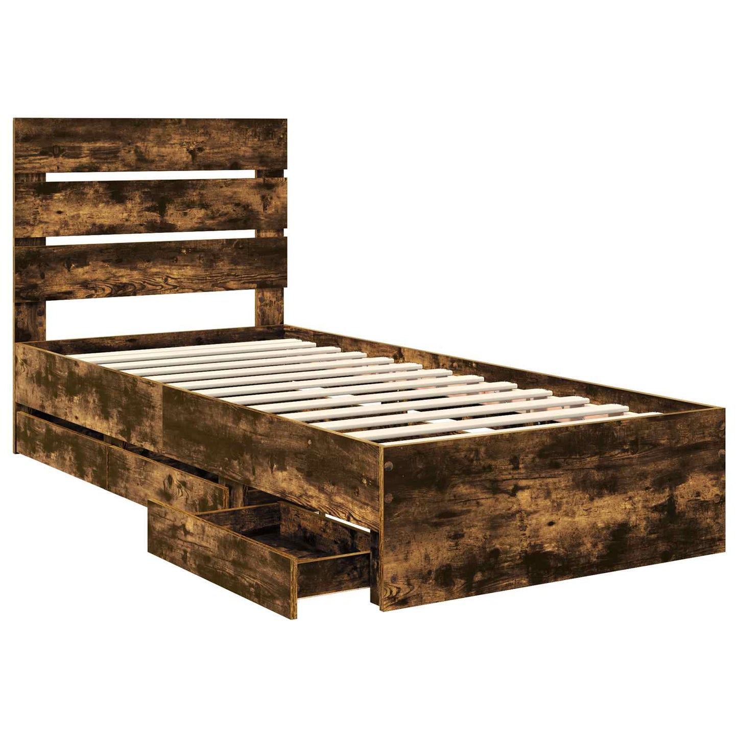 Bedframe met lade Gerookt eiken 100 x 200 cm Ingenieurshout is nu te koop bij PeponiXL, paradijselijk wonen!