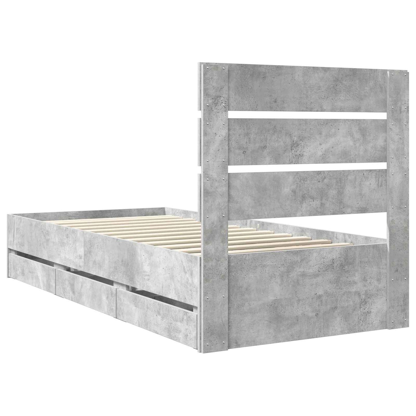 Bedframe met lade Beton Grijs 90 x 200 cm Ingenieurshout is nu te koop bij PeponiXL, paradijselijk wonen!