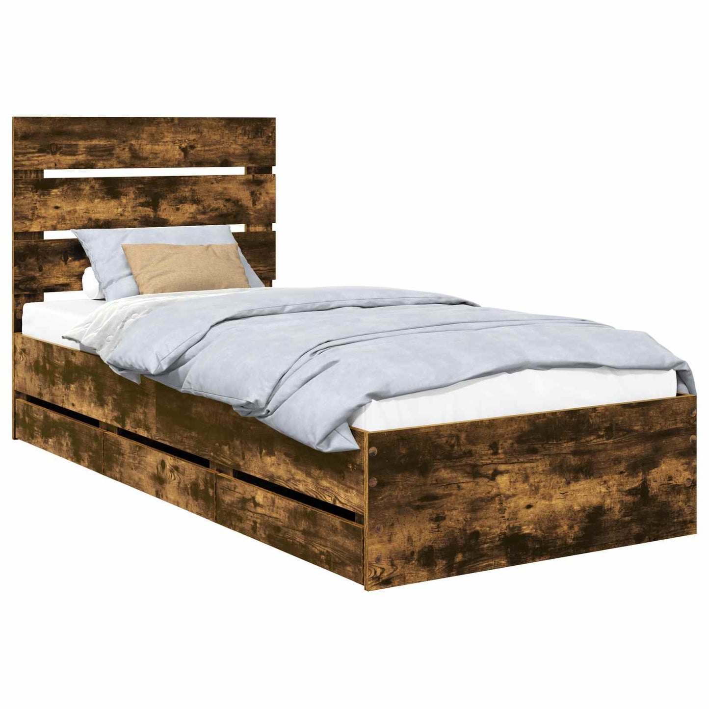 Bedframe met lade Gerookt eiken 90 x 200 cm Ingenieurshout is nu te koop bij PeponiXL, paradijselijk wonen!