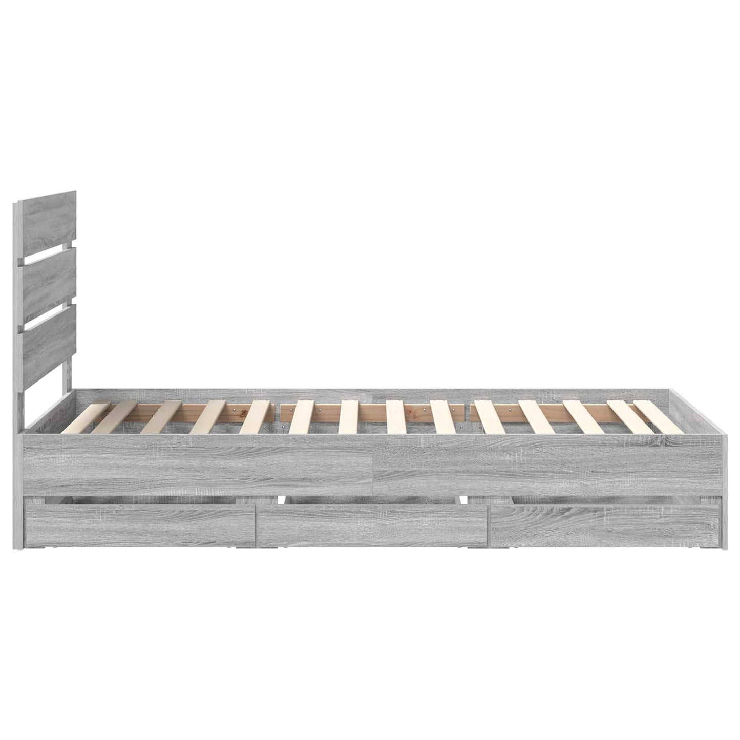 Bedframe met lade Grijs Sonoma 90 x 200 cm Ingenieurshout is nu te koop bij PeponiXL, paradijselijk wonen!