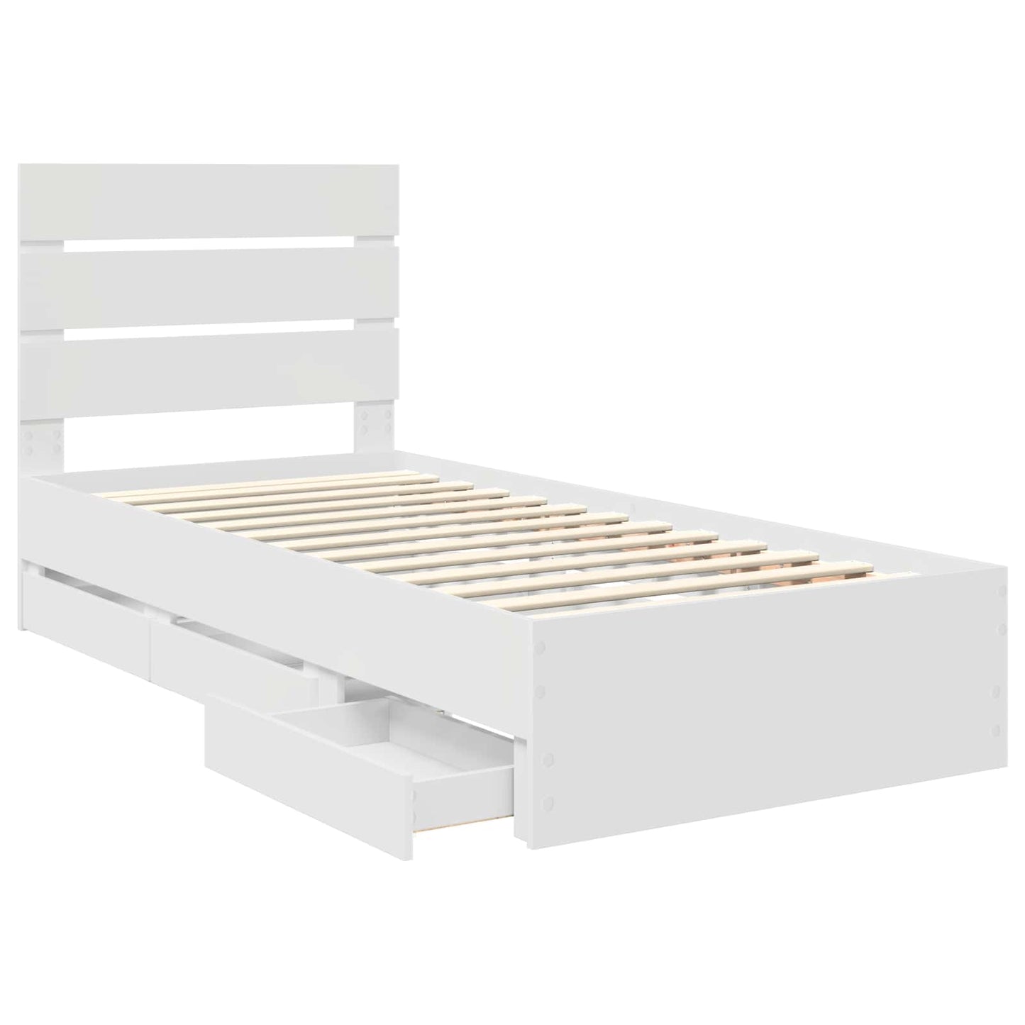 Bedframe met lade met hoofdeinde Wit 90 x 190 cm Ingenieurshout is nu te koop bij PeponiXL, paradijselijk wonen!