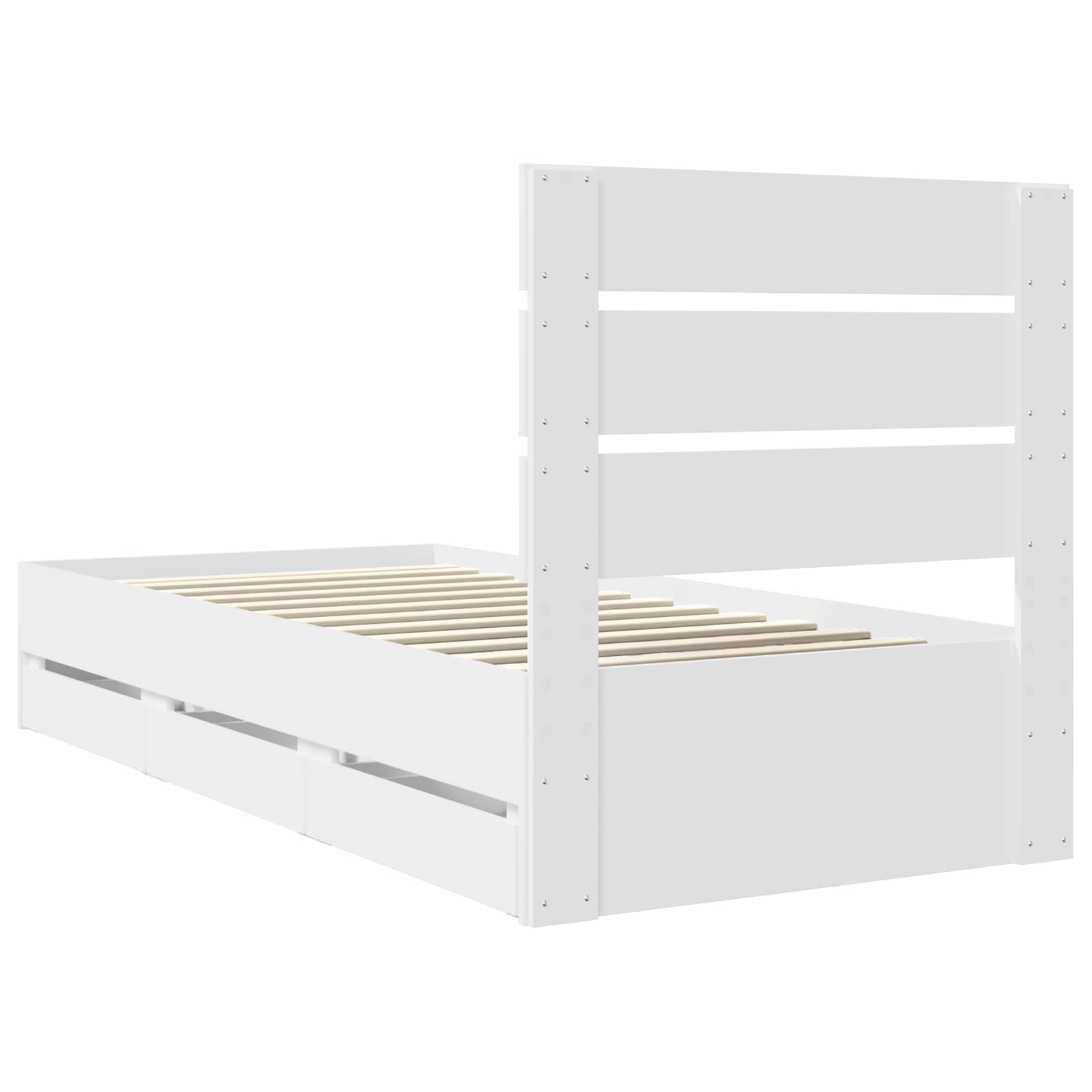 Bedframe met lade met hoofdeinde Wit 90 x 190 cm Ingenieurshout is nu te koop bij PeponiXL, paradijselijk wonen!