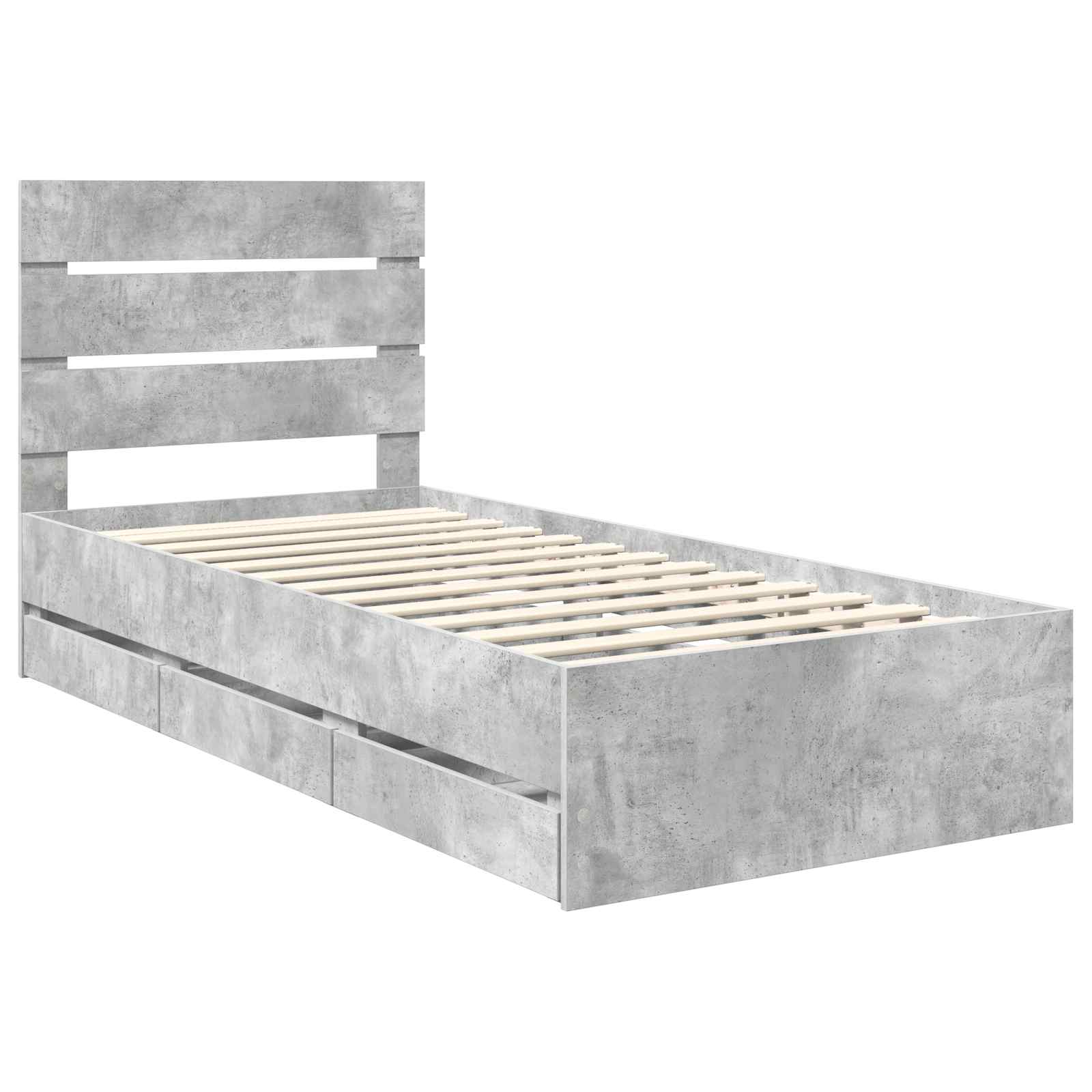 Bedframe met lade Beton Grijs 90 x 190 cm Ingenieurshout is nu te koop bij PeponiXL, paradijselijk wonen!